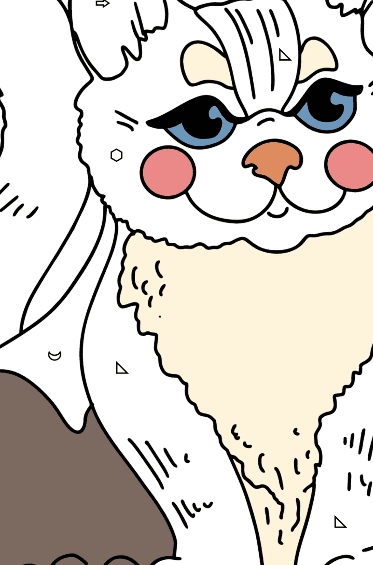 Dibujo de Gatito de dibujos animados para colorear - Colorear por Formas Geométricas para Niños