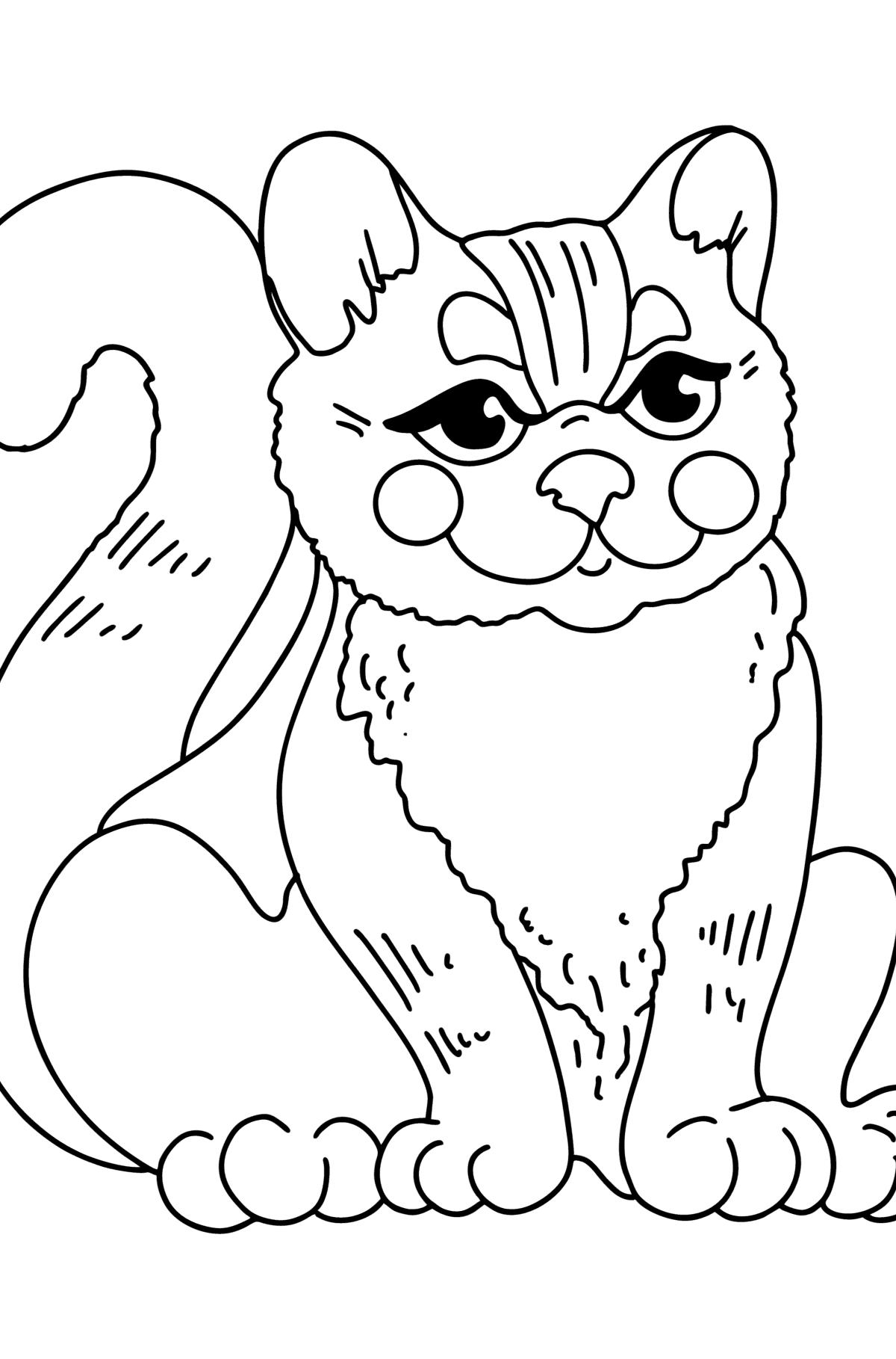 Tegning til fargelegging tegneserie kattunge - Tegninger til fargelegging for barn