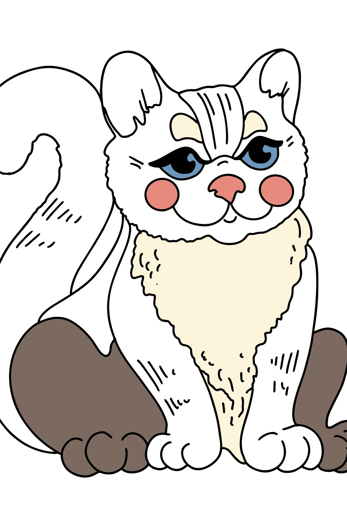 Раскраска - Мультяшный котенок - Картинки для Детей