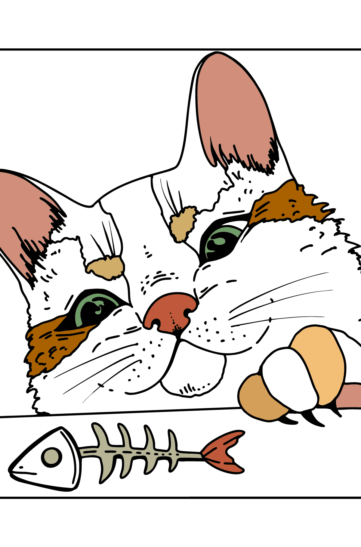 Розмальовка Голова кішки - Розмальовки для дітей