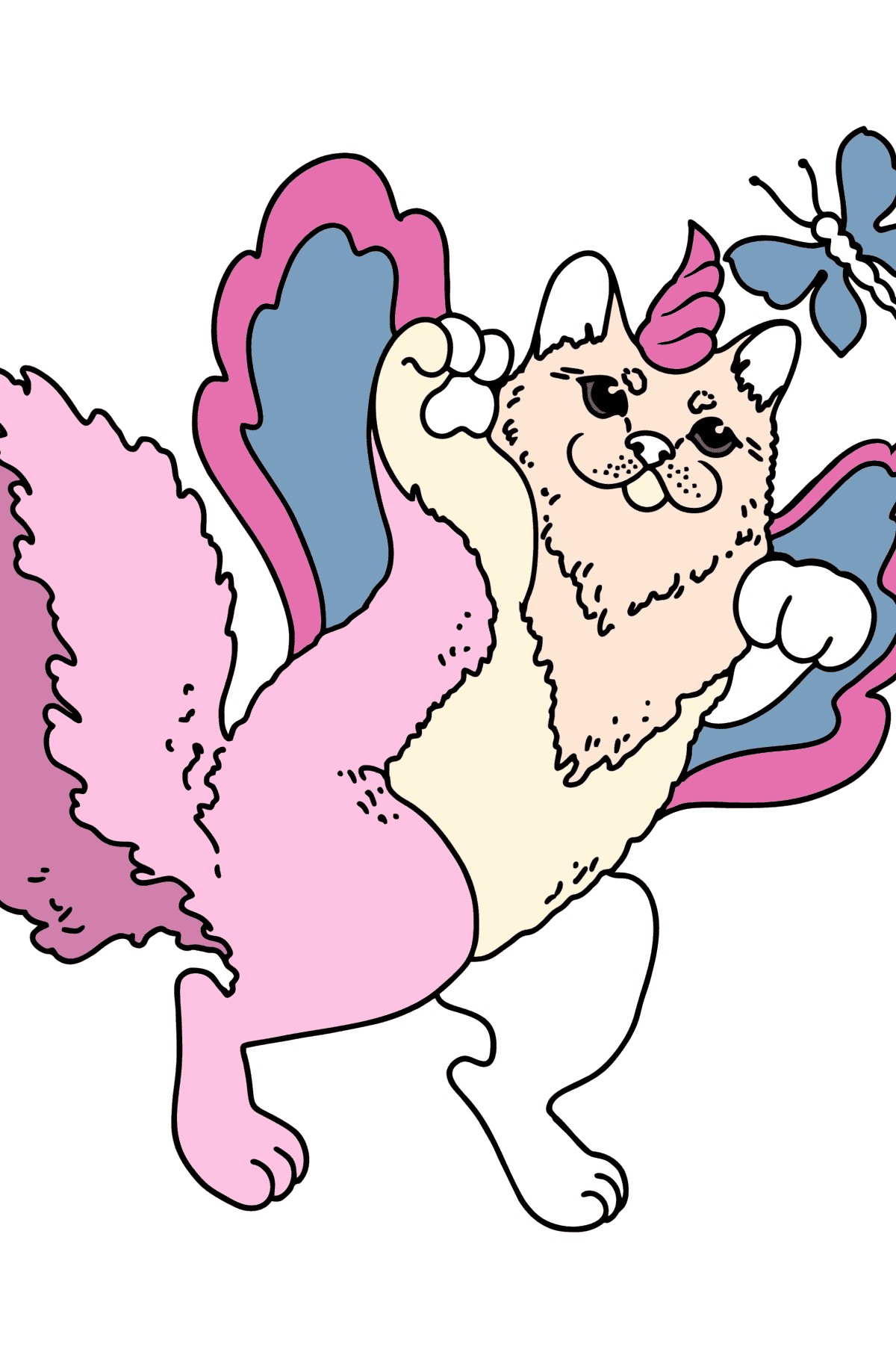 Desen de colorat pisica unicorn - Desene de colorat pentru copii