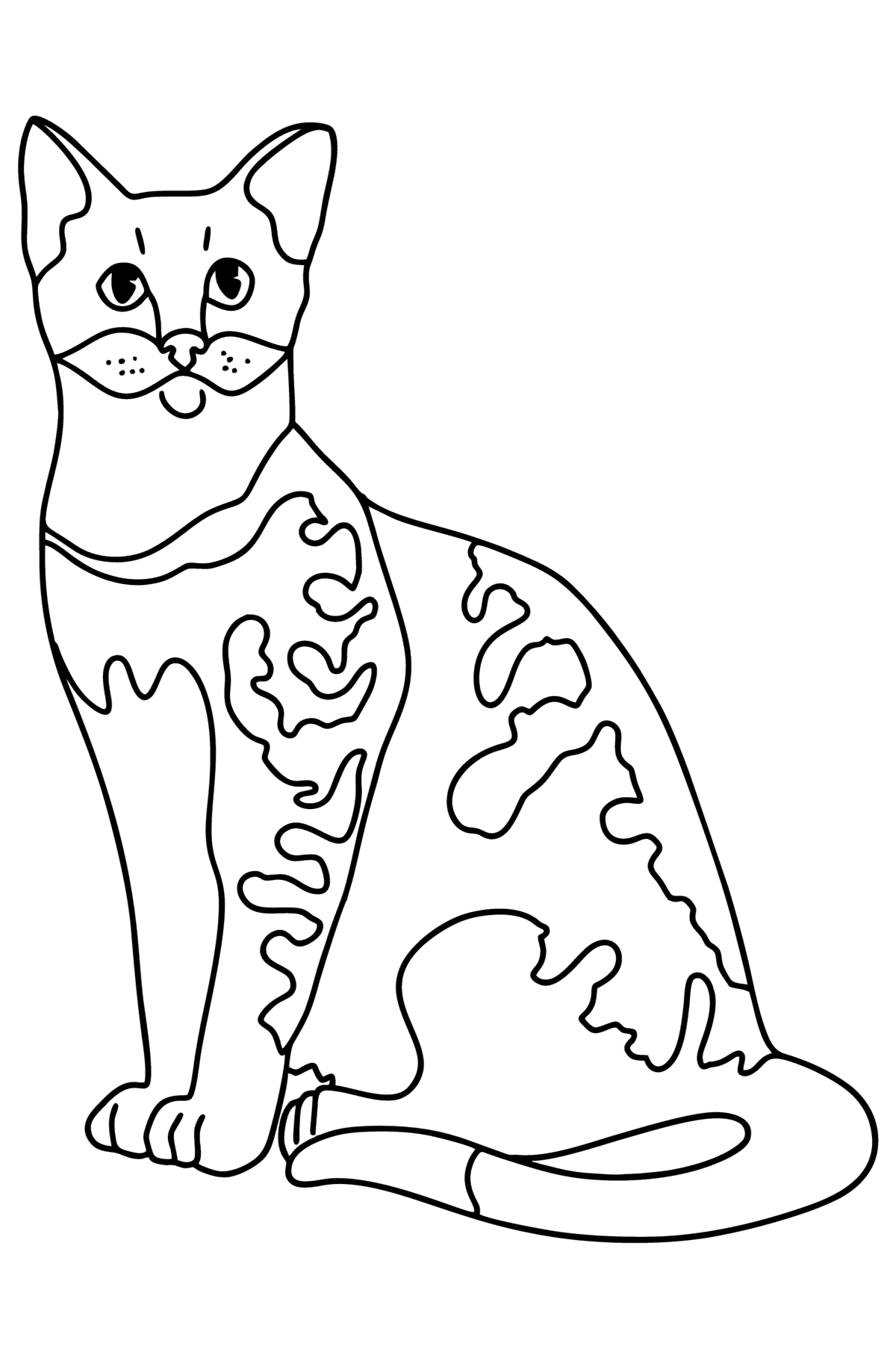 Tegning til farvning egyptisk mau kat - Tegninger til farvelægning for børn