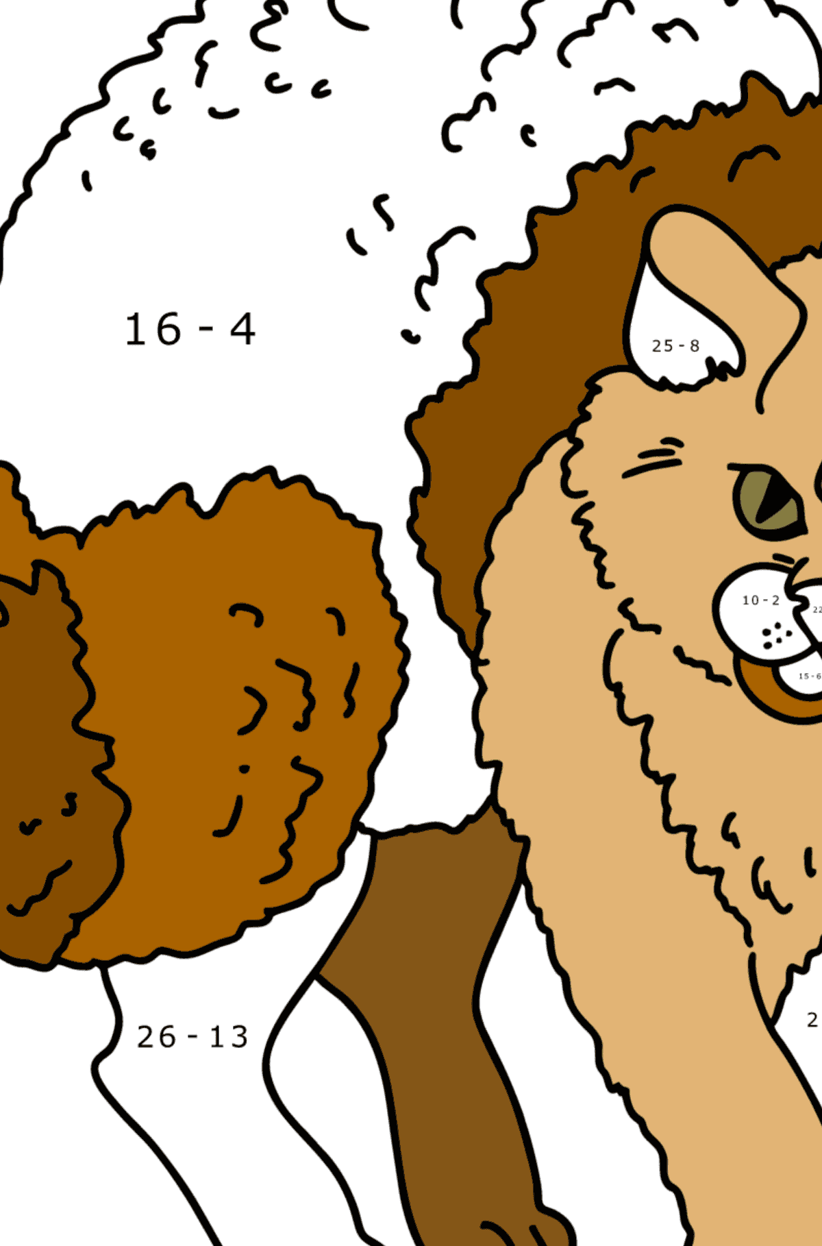 Dibujo de Grumpy Cat para colorear - Colorear con Matemáticas - Restas para Niños