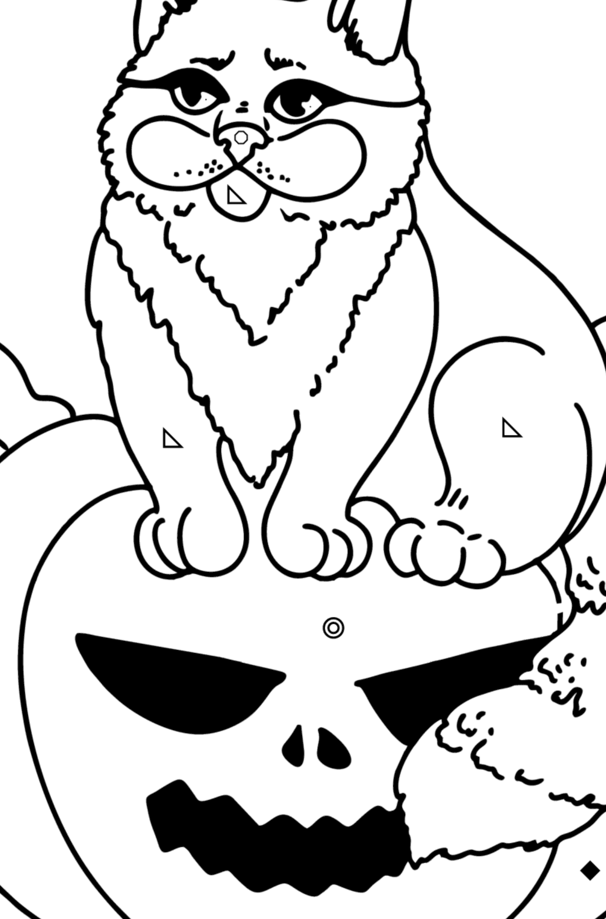 Halloween Cat coloring page - Coloring by Symbols and Geometric Shapes for Kids