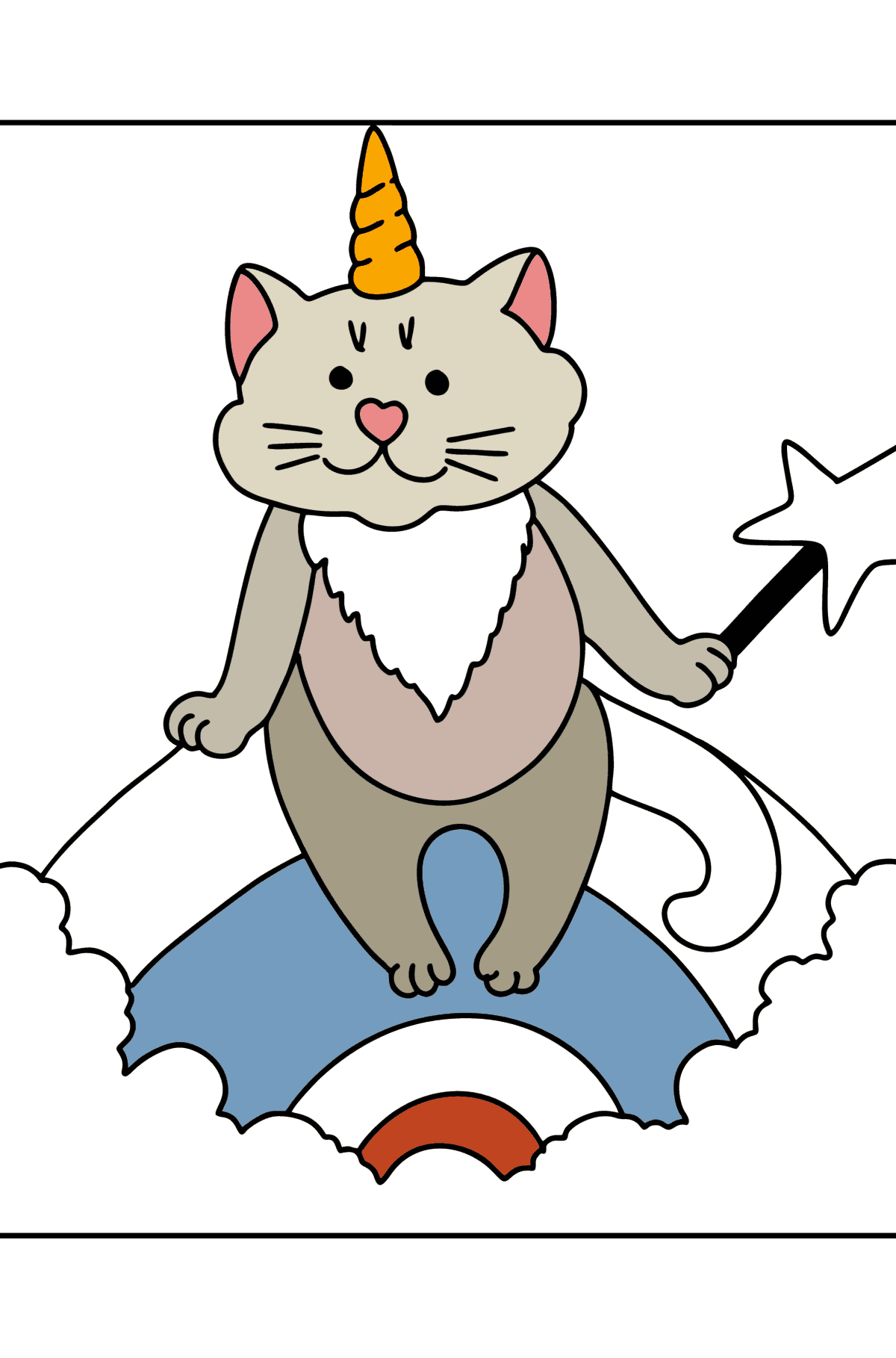 Розмальовка кошеня Єдиноріг - Розмальовки для дітей
