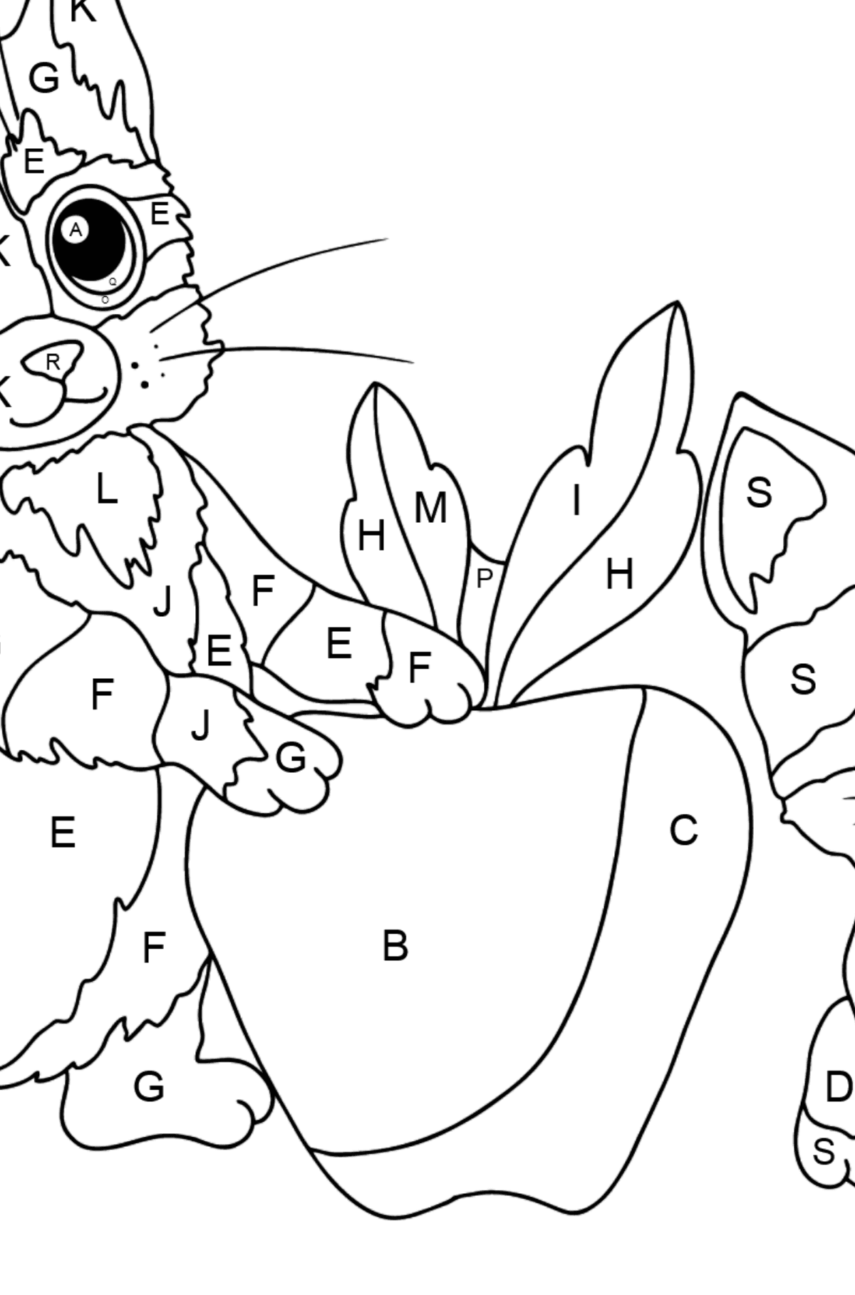 Coloriage - Petits chatons - Coloriage par Lettres pour les Enfants