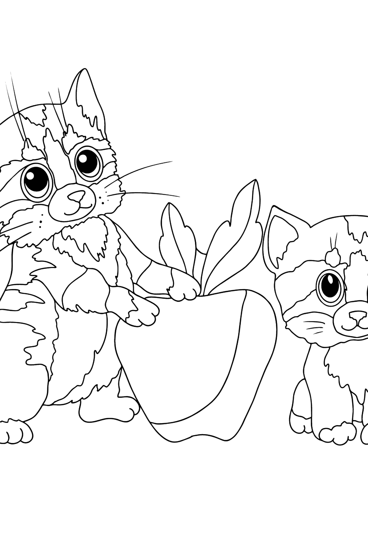 Kifestő játékos cicák (bonyolult) - Színező oldalak gyerekeknek