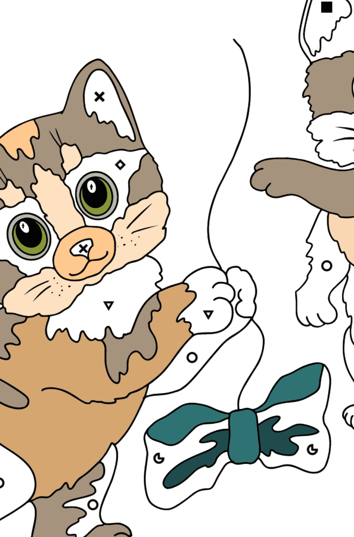 Coloriage - Chatons duveteux - Coloriage par Symboles pour les Enfants