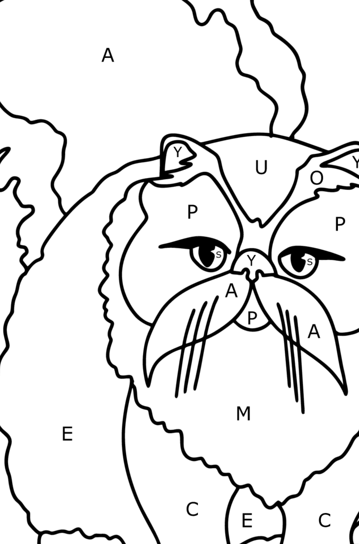Persian Cat coloring page - Coloring by Letters for Kids