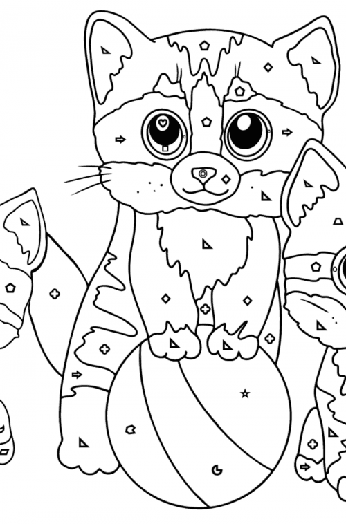 Three Kittens with Ball coloring page ♥ Online and Print for Free!