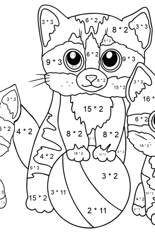 Three Kittens with Ball coloring page ♥ Online and Print for Free!