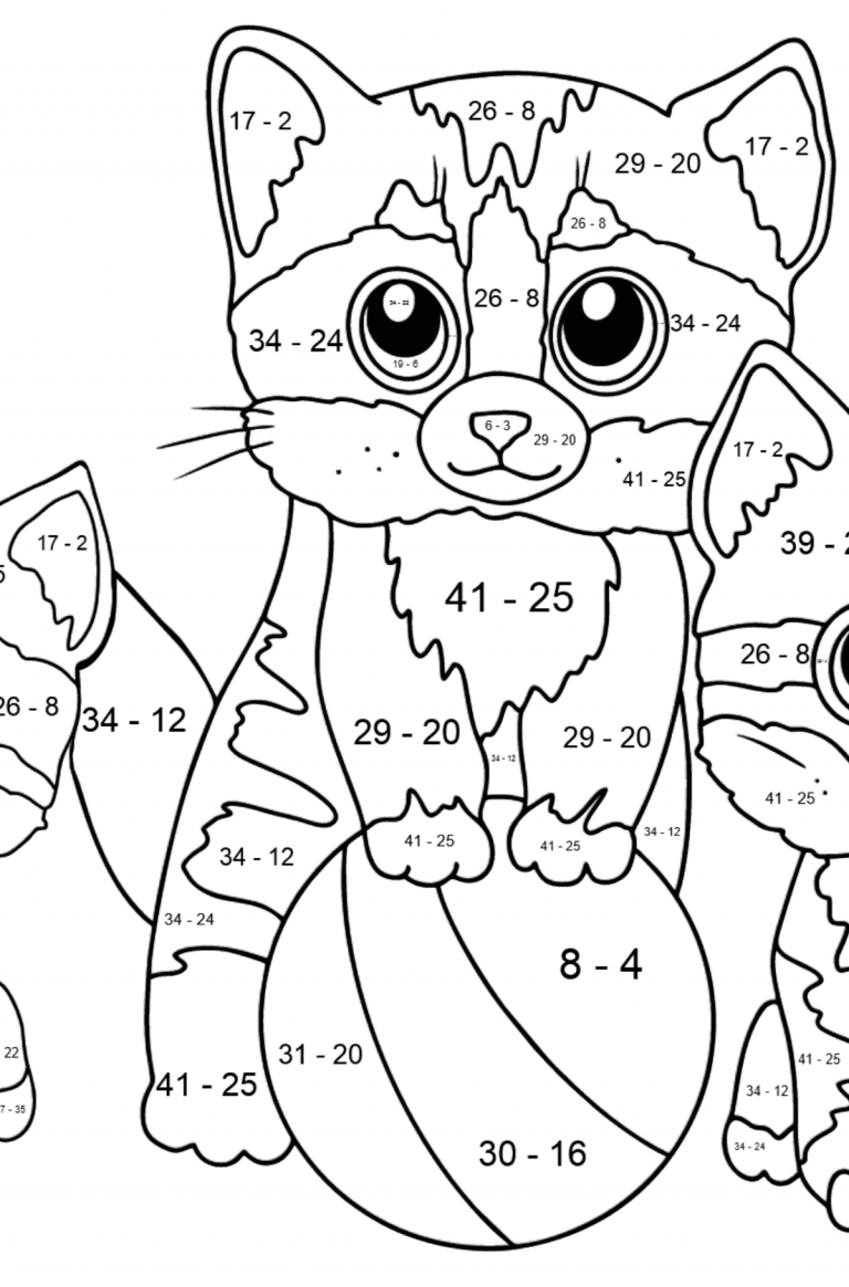 Three Kittens with Ball coloring page ♥ Online and Print for Free!