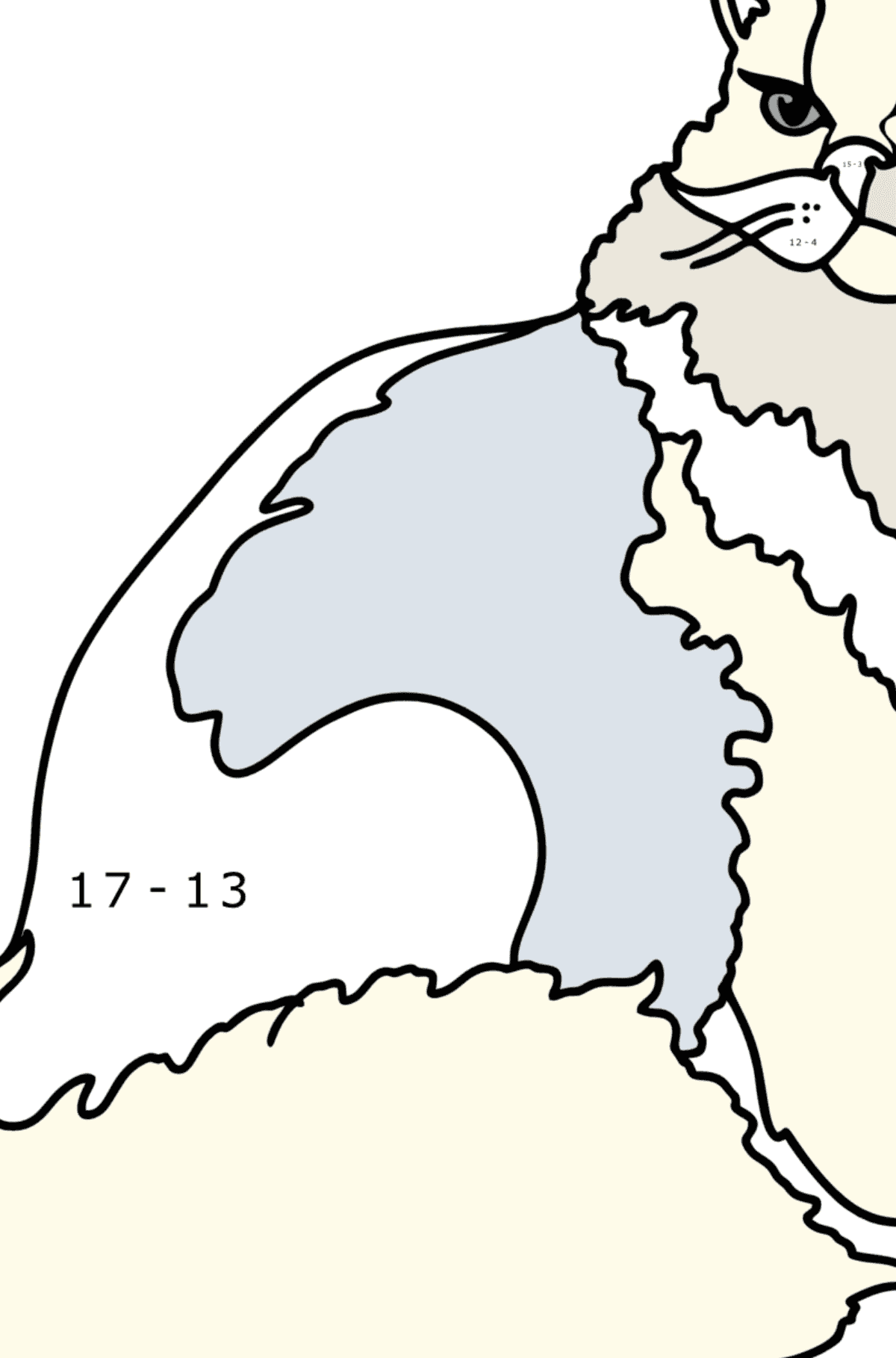 Turkish Cat coloring page - Math Coloring - Subtraction for Kids