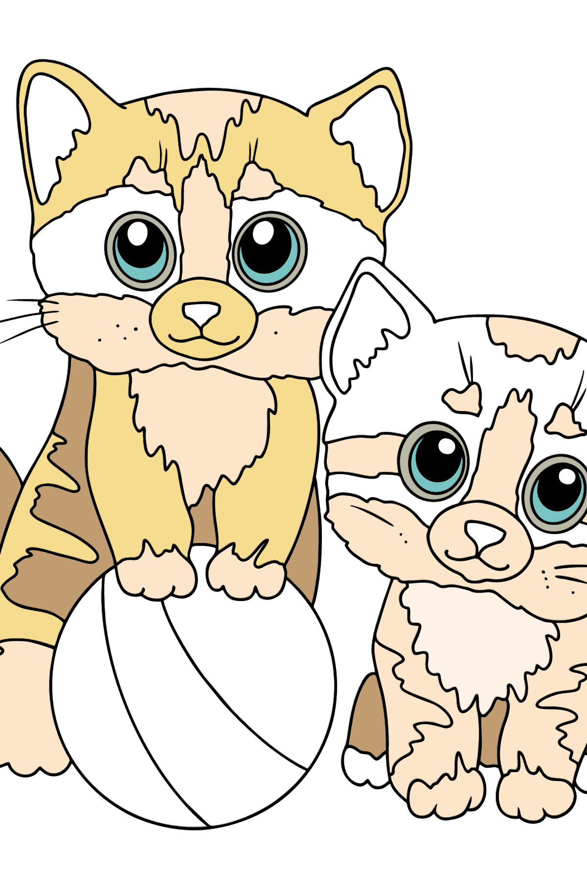 Página para colorear de dos gatitos - Dibujos para Colorear para Niños