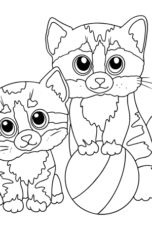 Kittens are Playing coloring page ♥ Online and Print for Free!