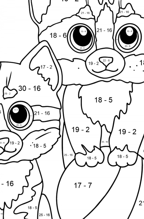 Kittens are Playing coloring page ♥ Online and Print for Free!