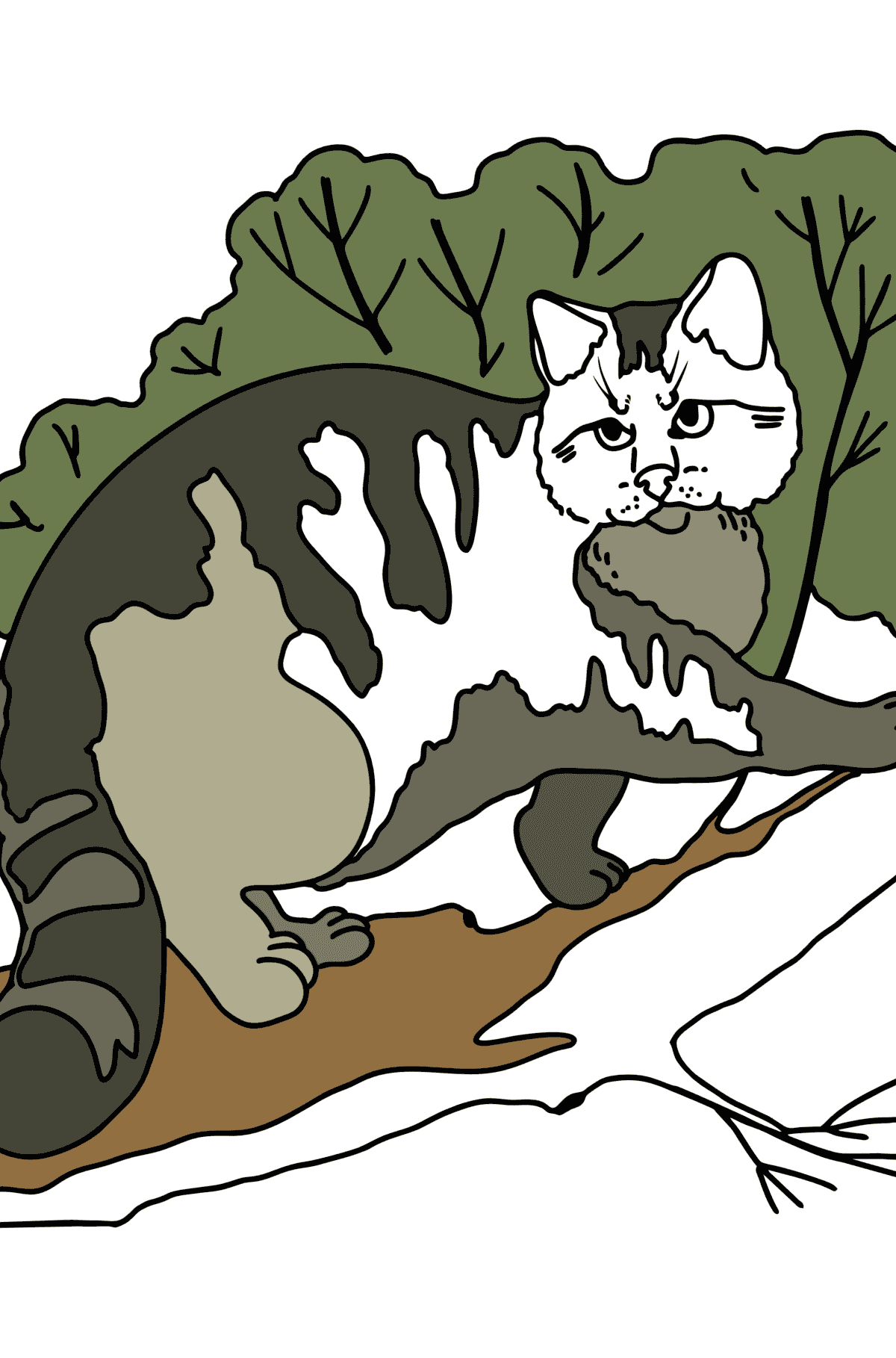 Coloriage - Chat de la forêt sauvage - Coloriages pour les Enfants
