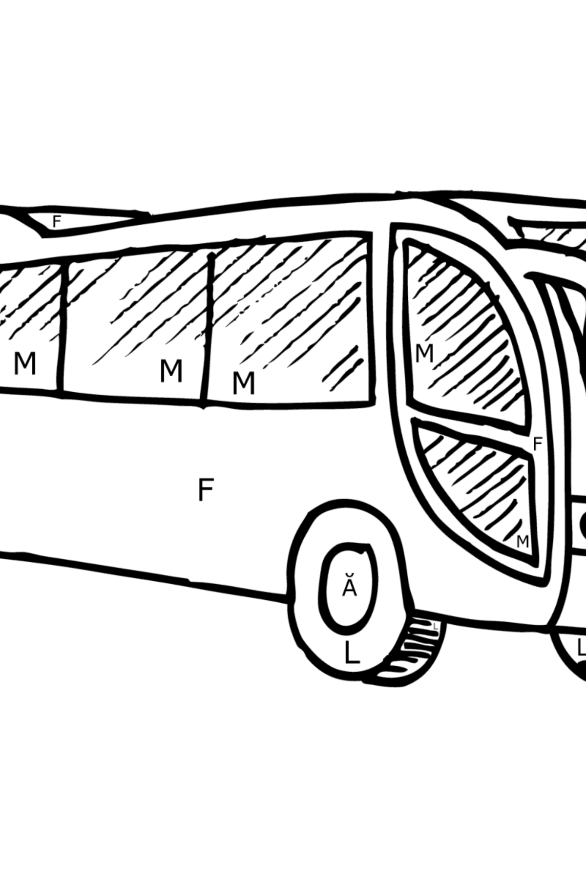 Desen de colorat autobuz - Desen de colorat după Literă pentru copii