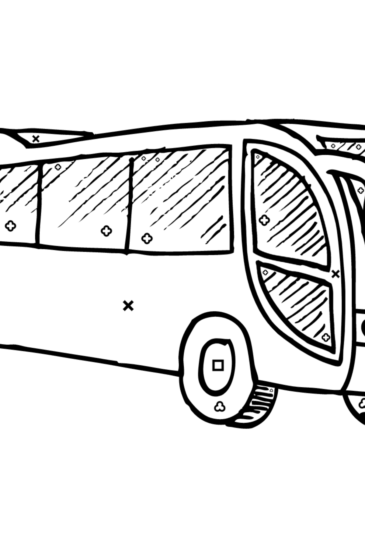 Coloring Page - A Bus is Having Rest - Coloring by Symbols and Geometric Shapes for Kids