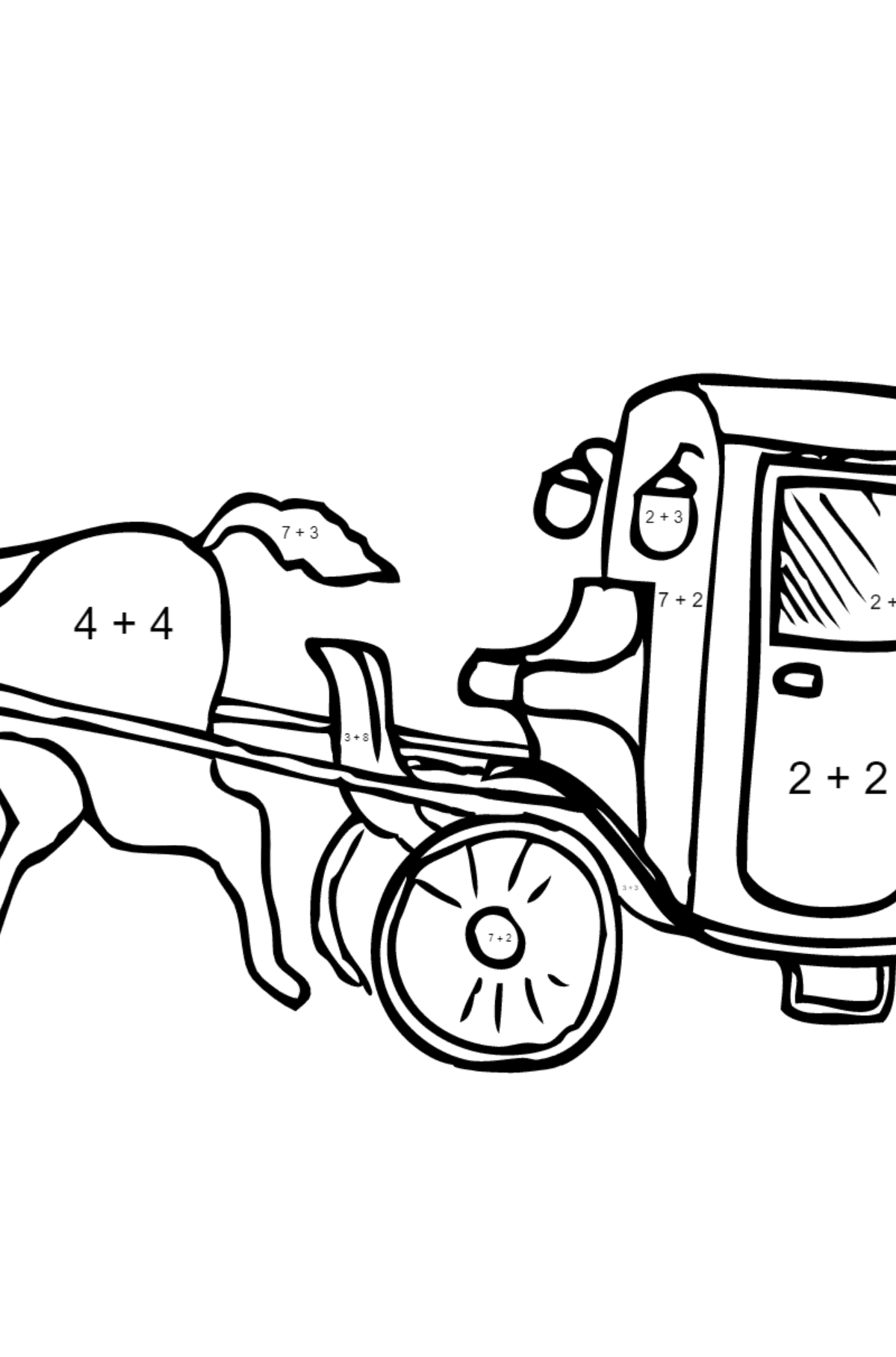 Coloring Page - A Cab - Math Coloring - Addition for Kids