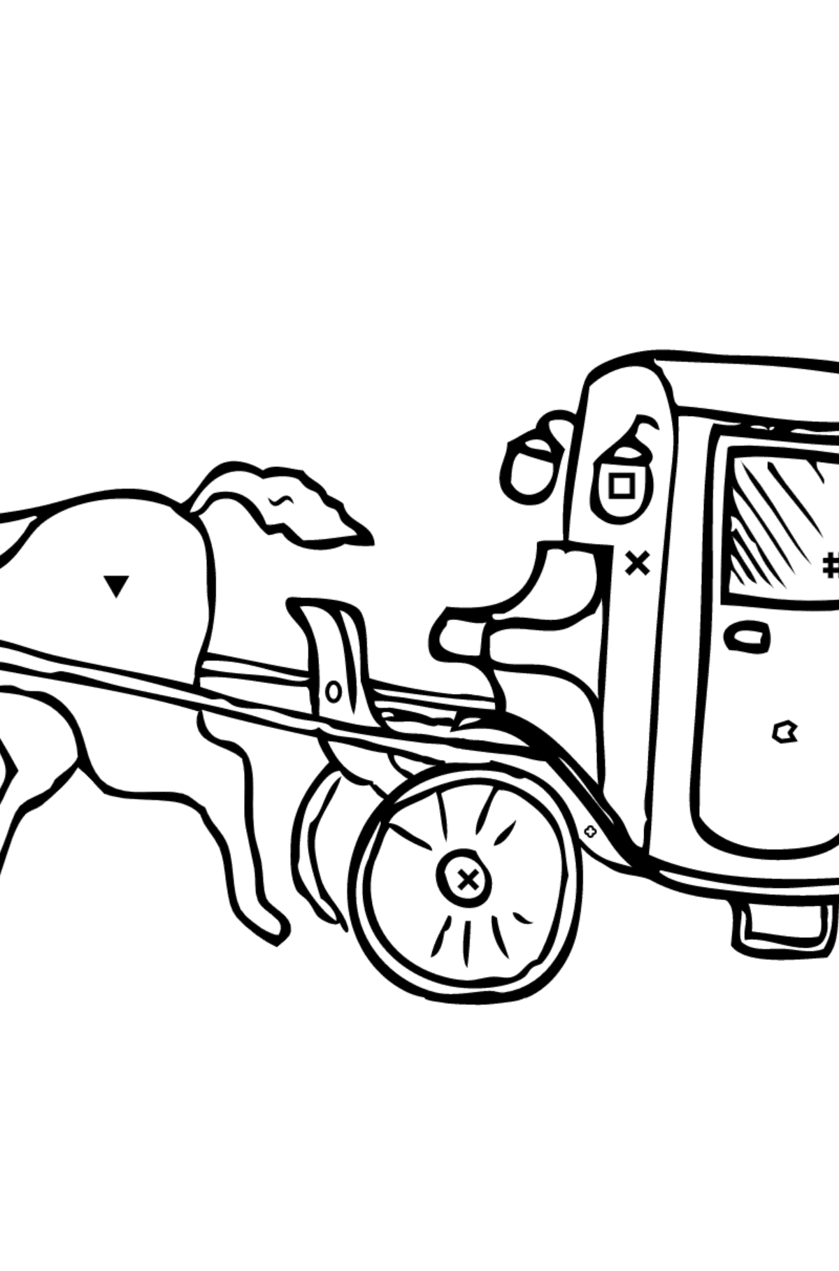 Coloring Page - A Cab - Coloring by Symbols and Geometric Shapes for Children