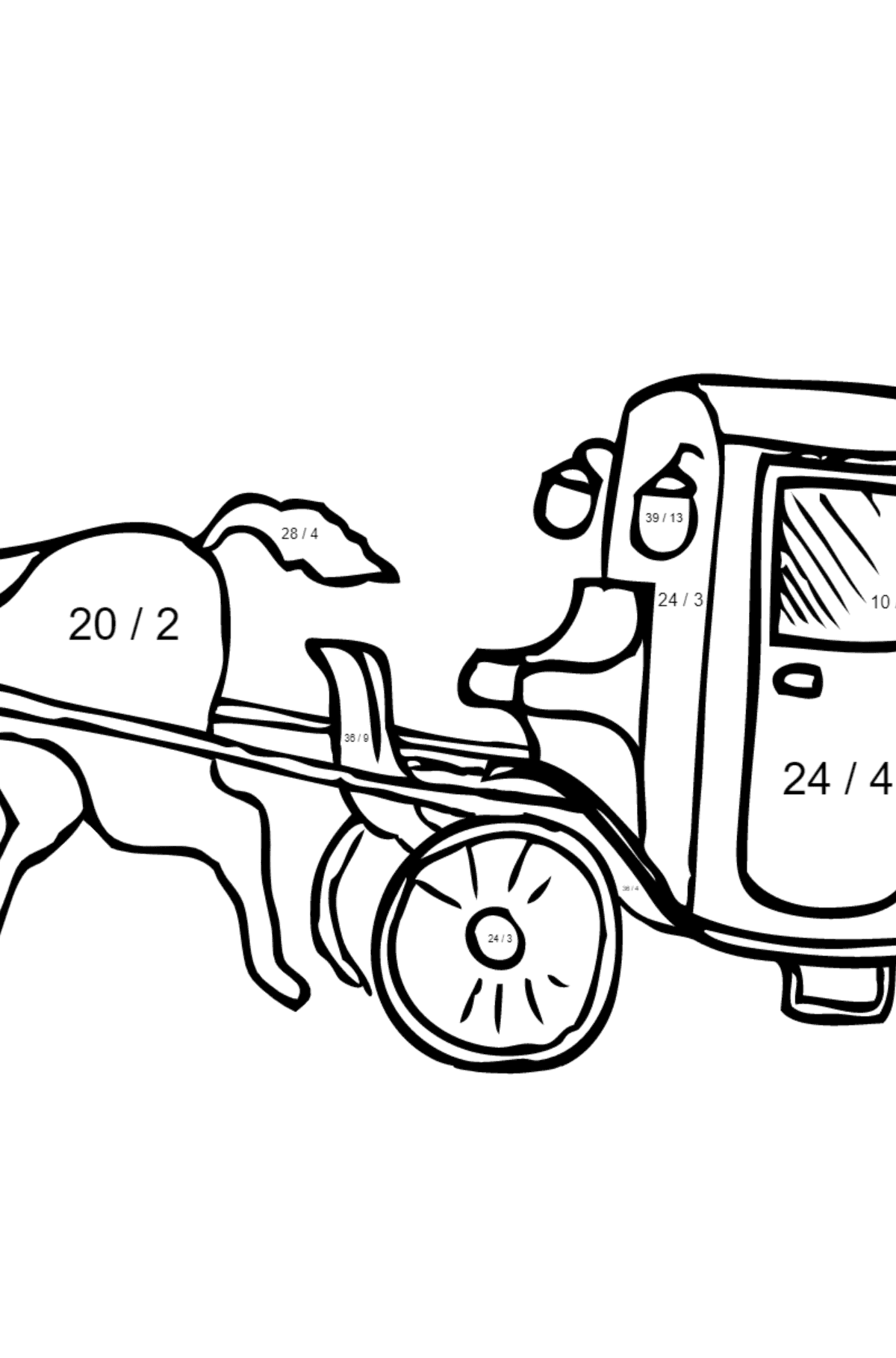Coloring Page - A Cab - Math Coloring - Division for Kids