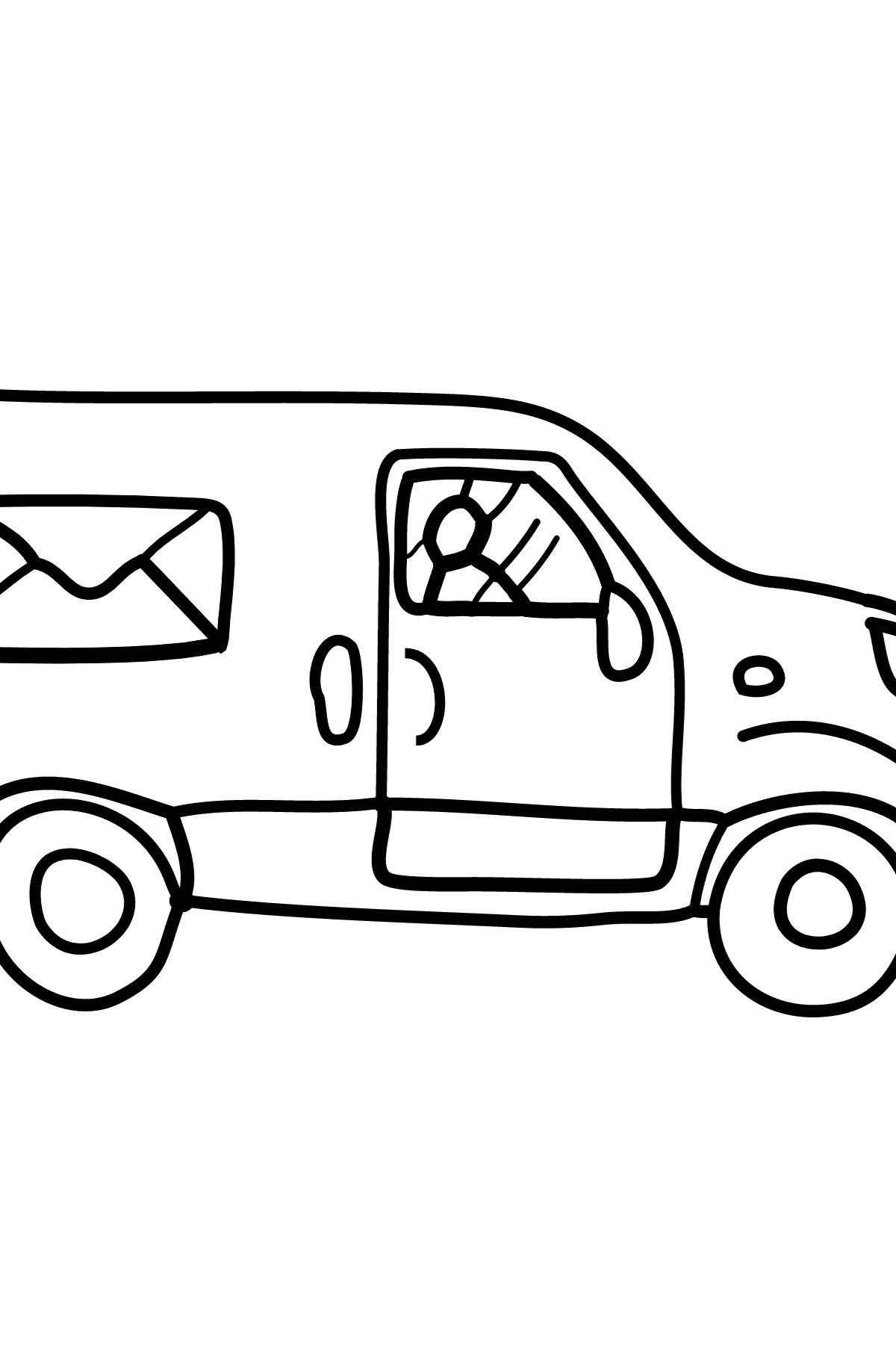 Bild von Auto zum Ausmalen - Ein Wagen transportiert Post
