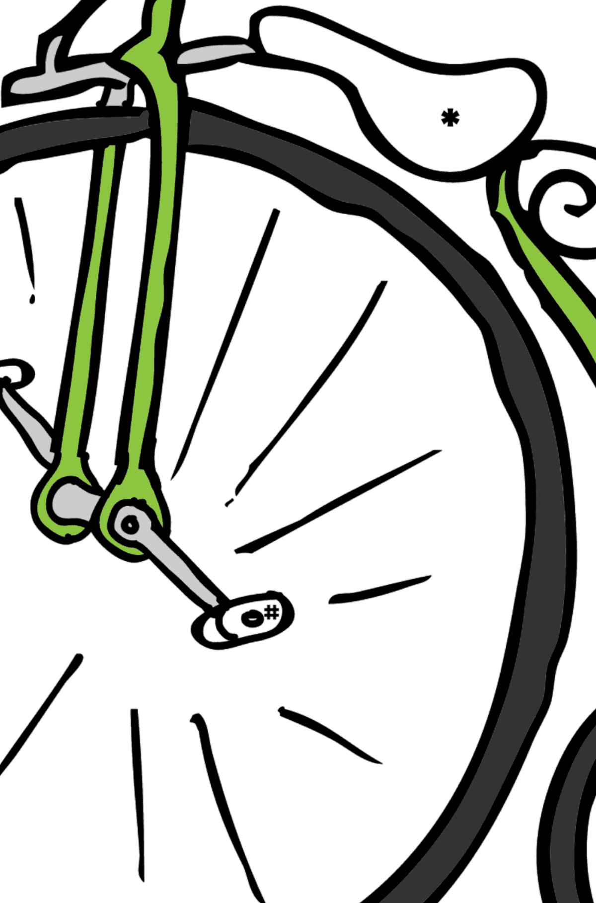 Coloring Page - A High-Wheel Cycle – Unicycle - Coloring by Symbols and Geometric Shapes for Kids