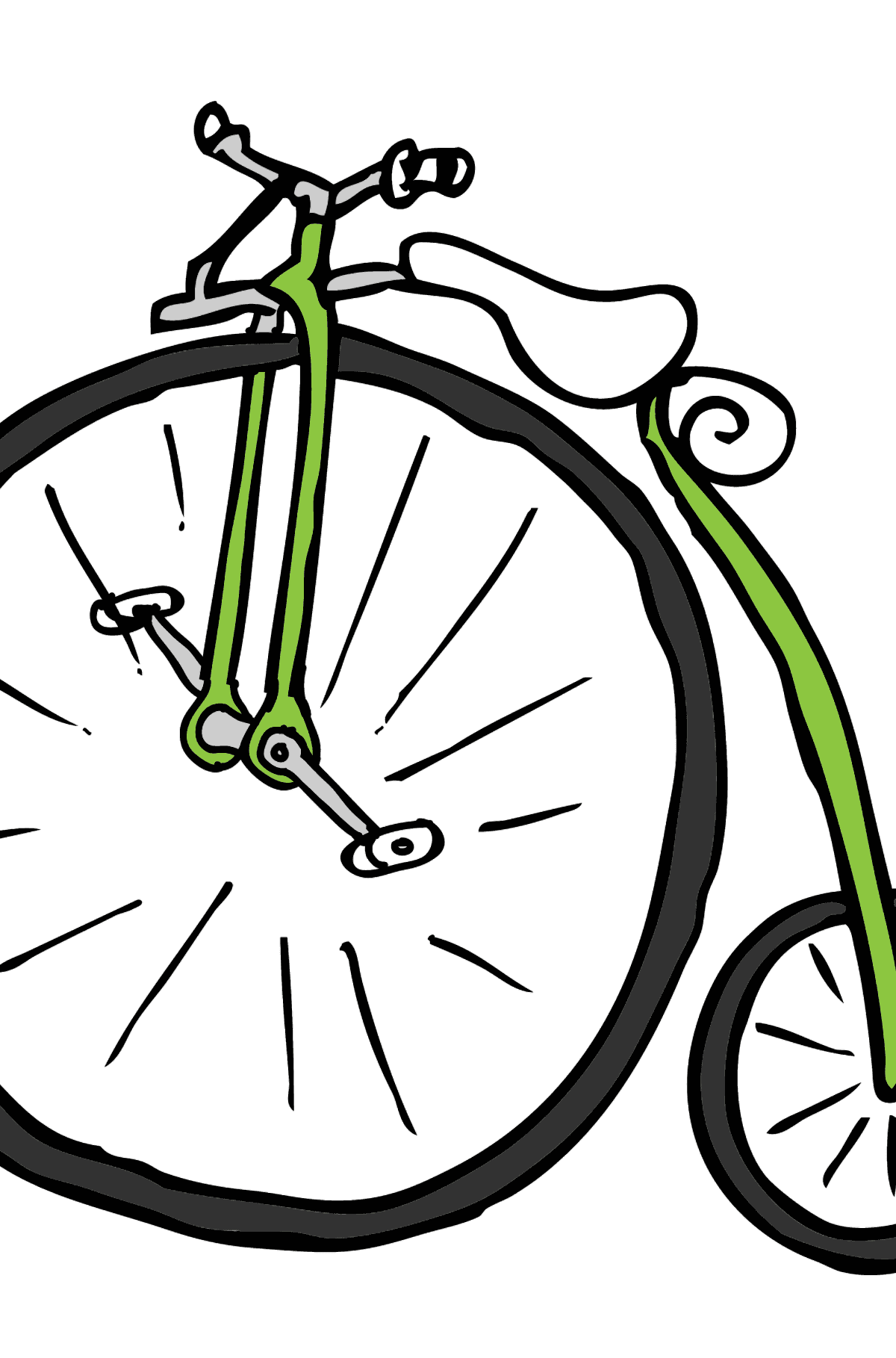 Coloriage - Un cycle à roues élevées - Unicycle - Coloriages pour les Enfants