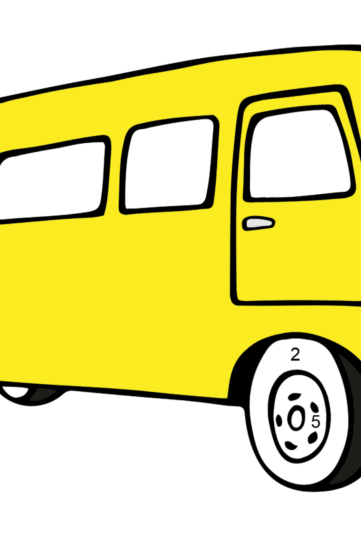 Desenho de ônibus para colorir (fácil) - Colorir por Números para Crianças