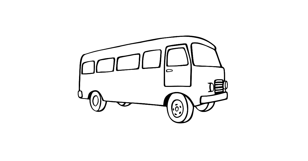 Simple Coloring Page - A Joyful Bus - Print!