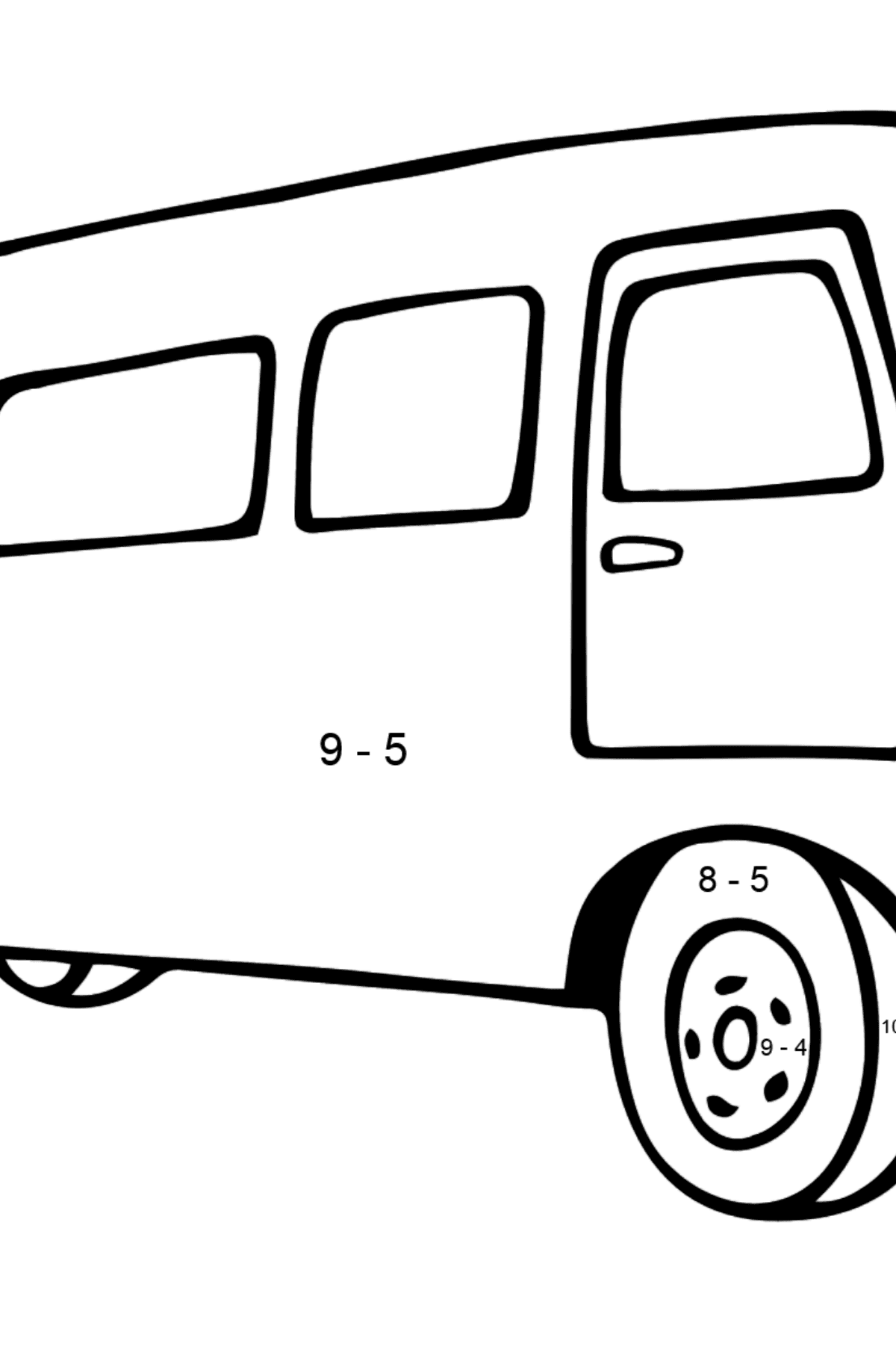 Tegning til fargelegging fin buss - Matematisk fargeleggingsside - trekking for barn