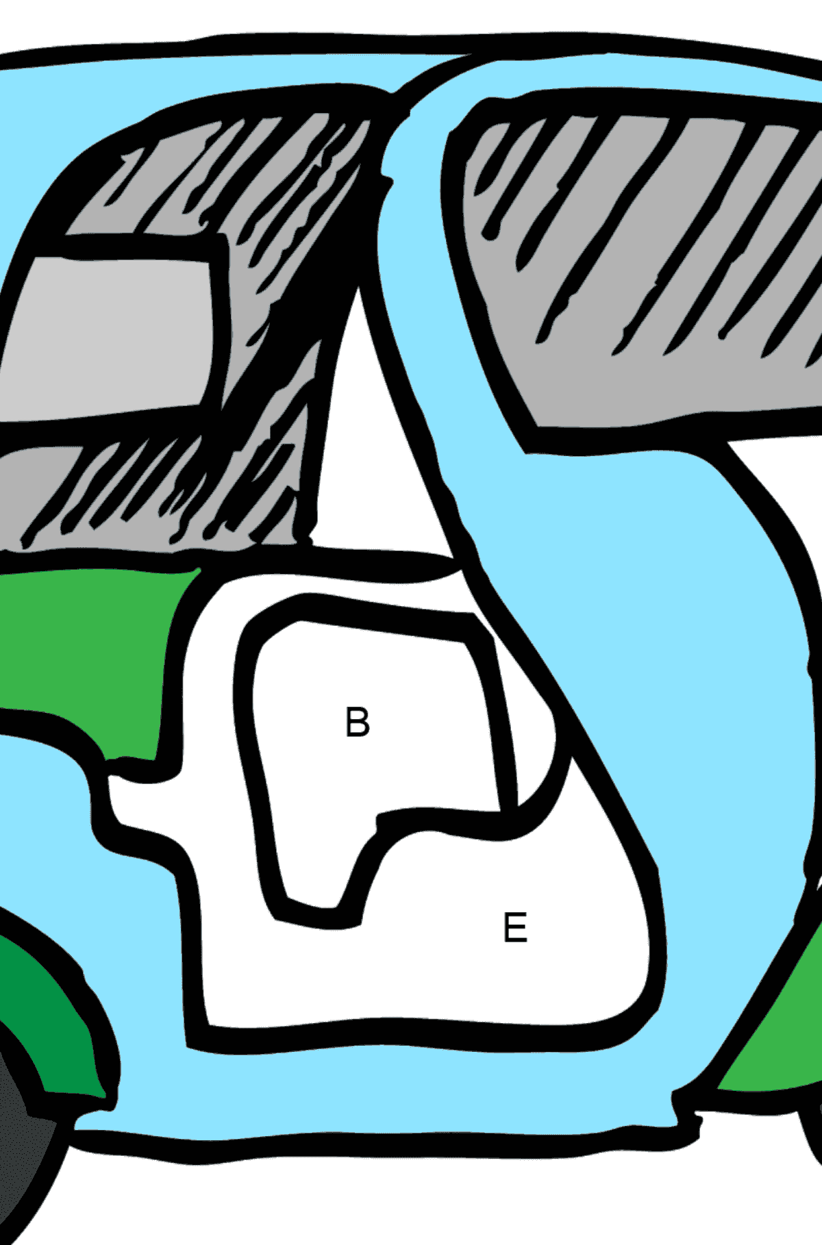 Раскраска Мопед - По Буквам для Детей