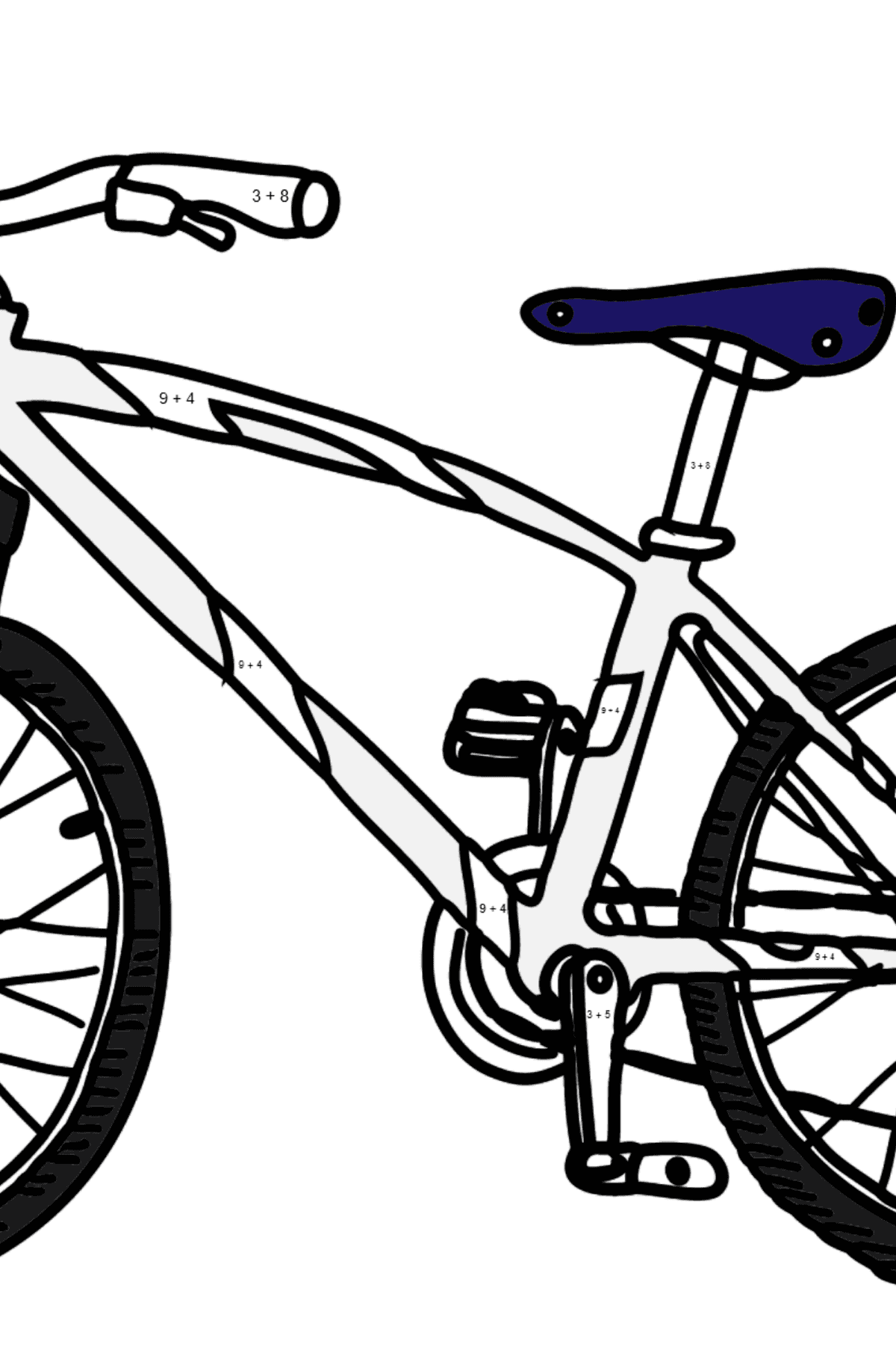 Coloring Page - A Sport Bike - Math Coloring - Addition for Kids