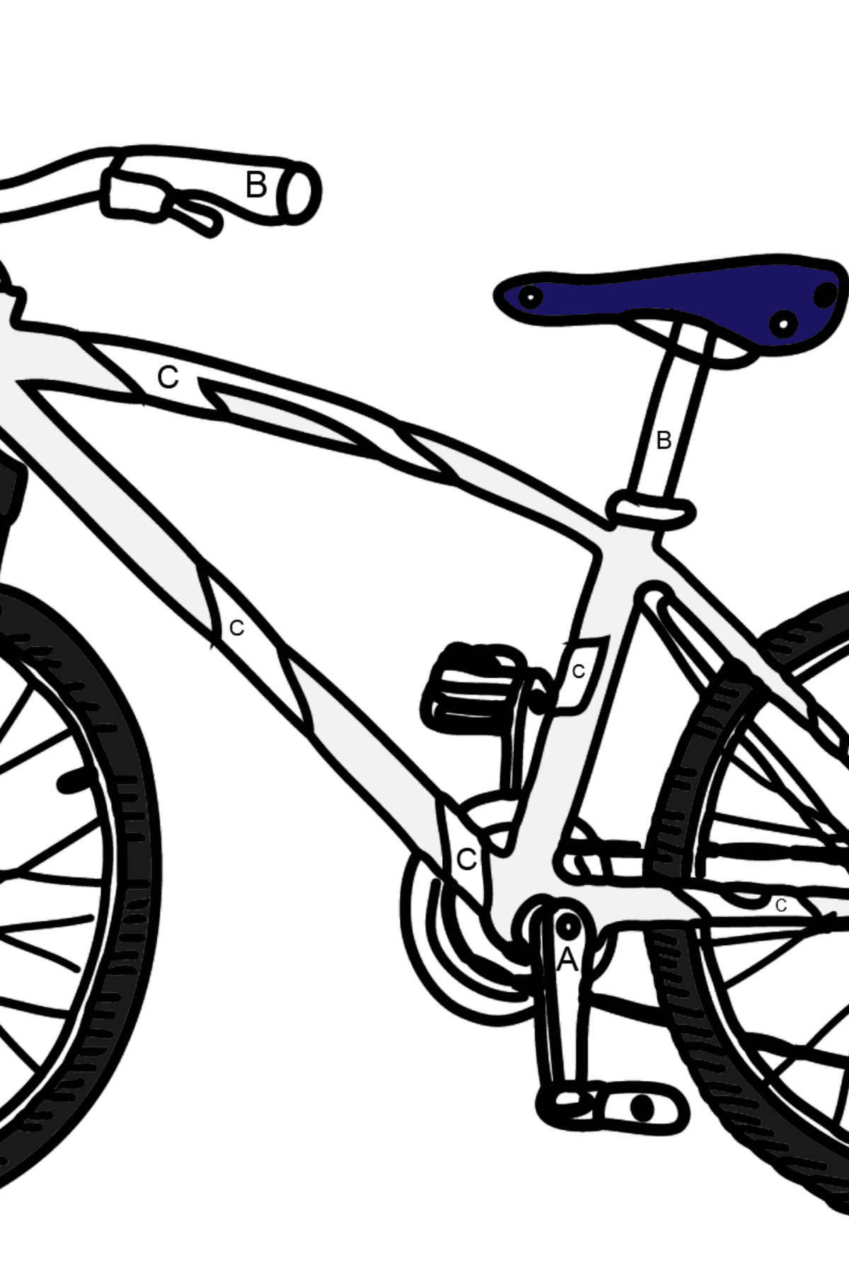 Coloriage - Un vélo de sport - Coloriage par Lettres pour les Enfants