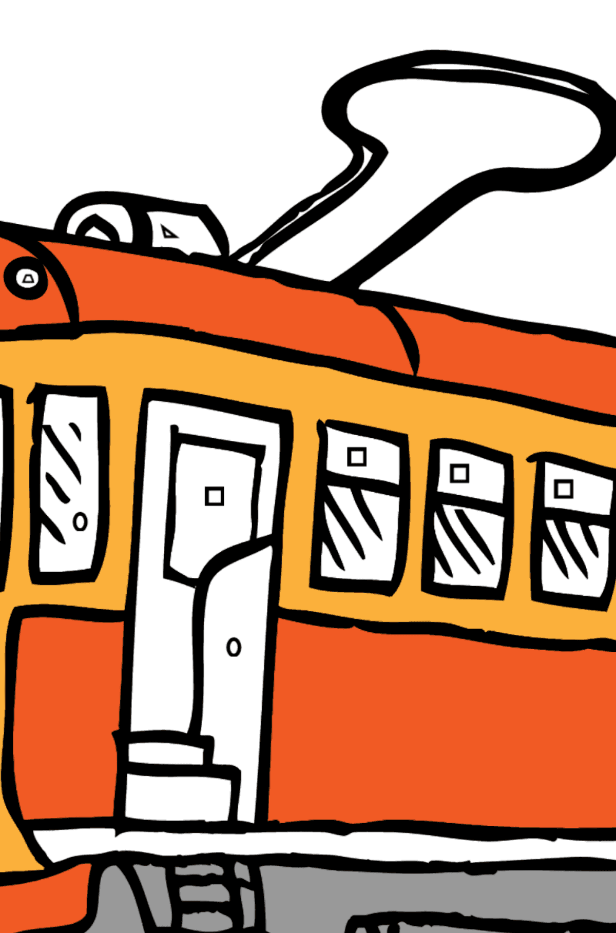 Desenho de bonde para colorir (fácil) - Colorir por Formas Geométricas para Crianças