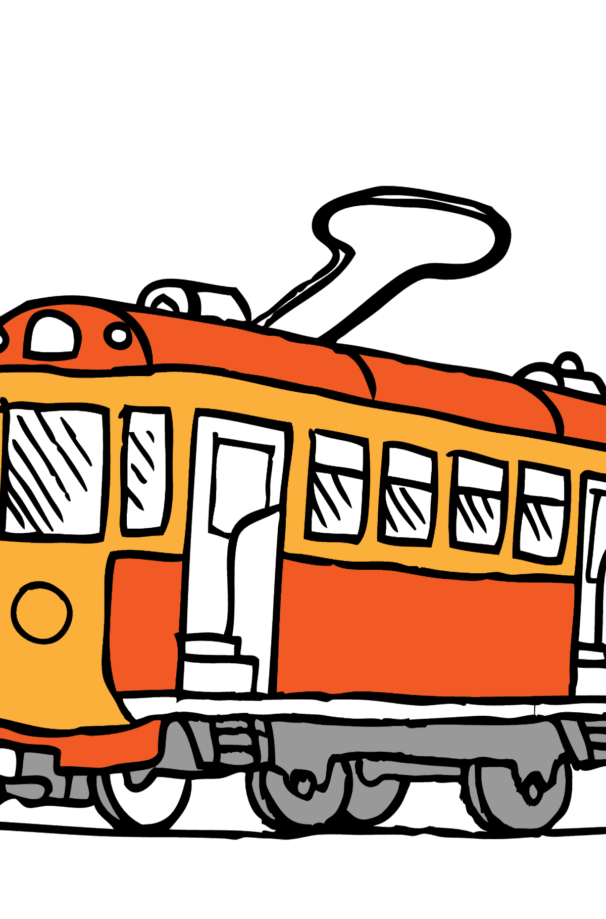 Desen de colorat poză simplă - tramvai - Desene de colorat pentru copii