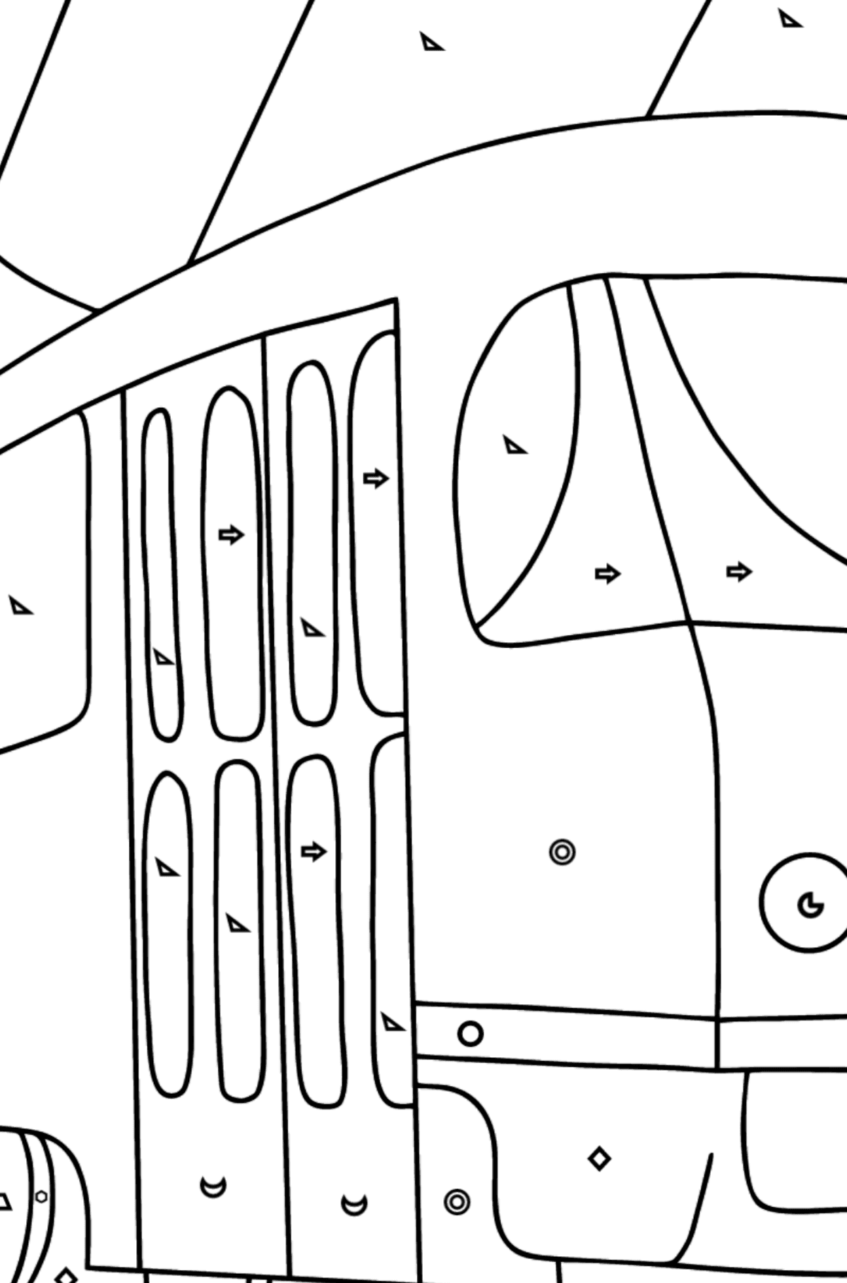 Desen de colorat tramvai - Desen de colorat după Forme Geometrice pentru copii