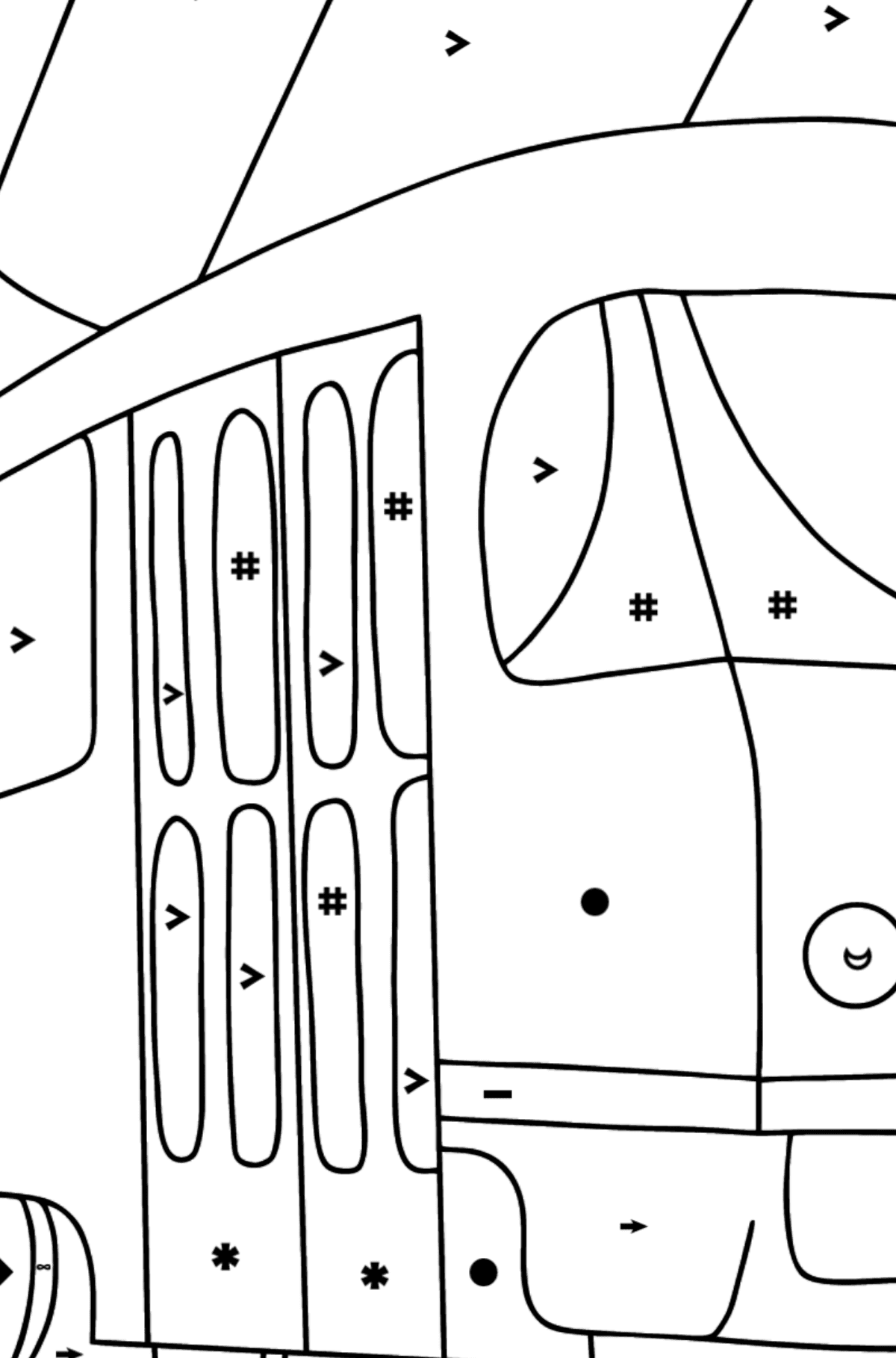 Desen de colorat tramvai - Desen de colorat după Simbol pentru copii