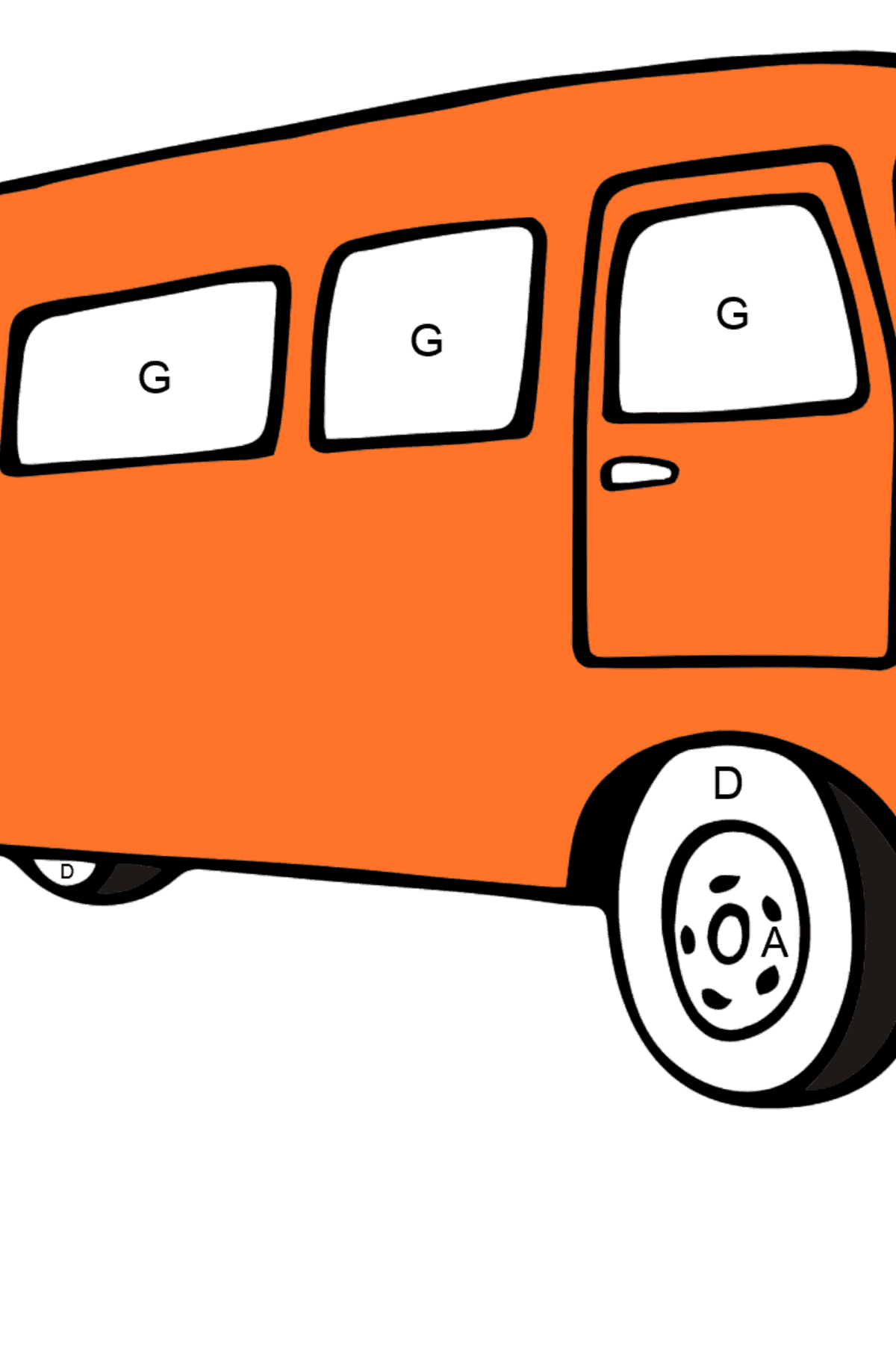 Coloriage - Un bus en voyage - Coloriage par Lettres pour les Enfants