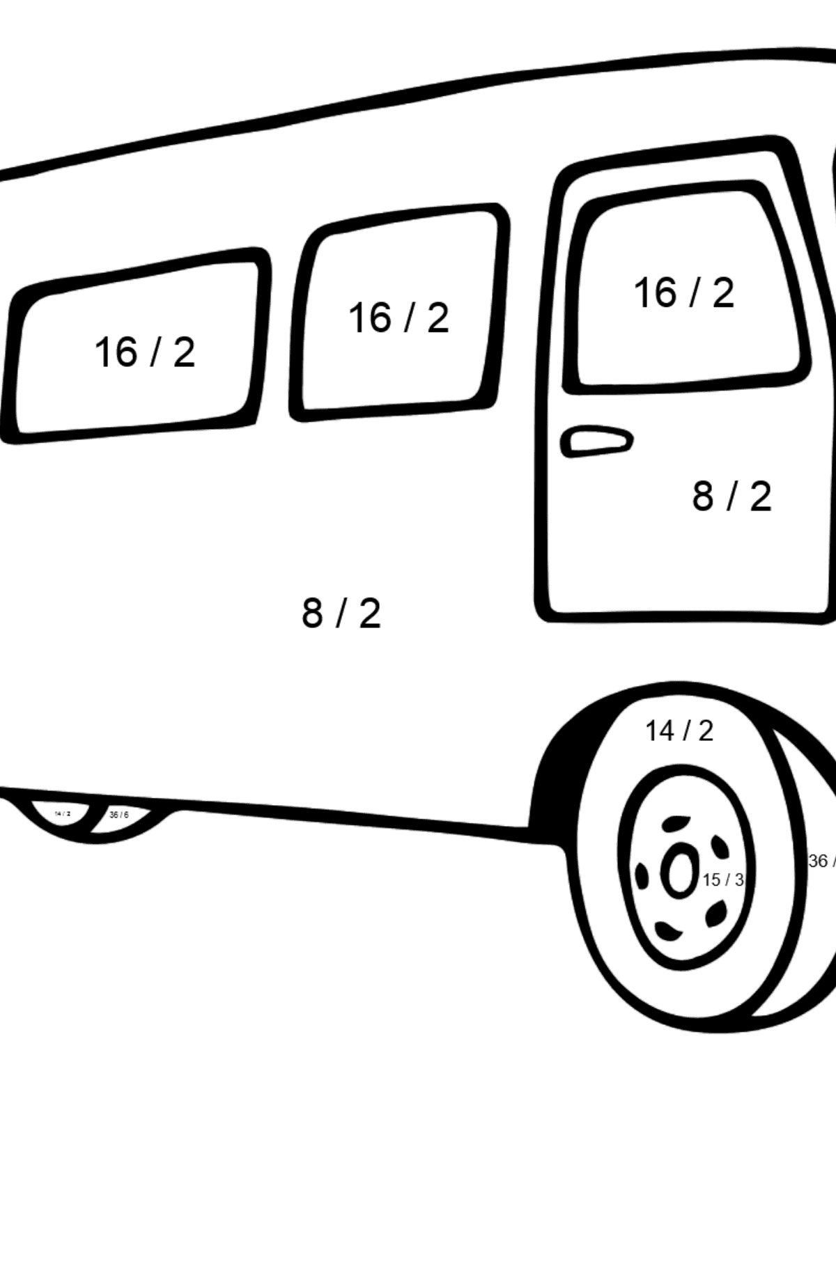 Desen de colorat pasager al autobuzului - Desen de colorat - Împărțire pentru copii