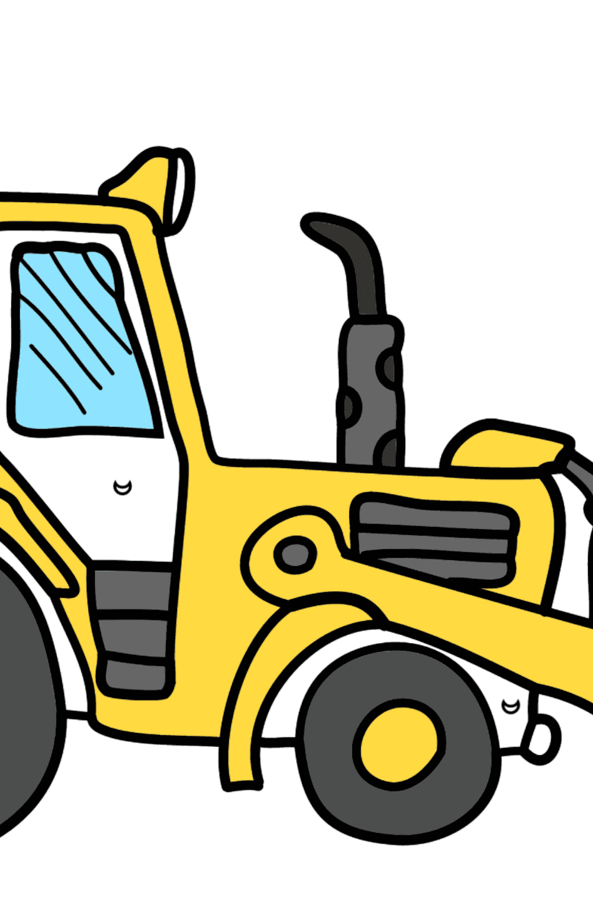 Coloriage - Un tracteur jaune - Coloriage par Formes Géométriques pour les Enfants
