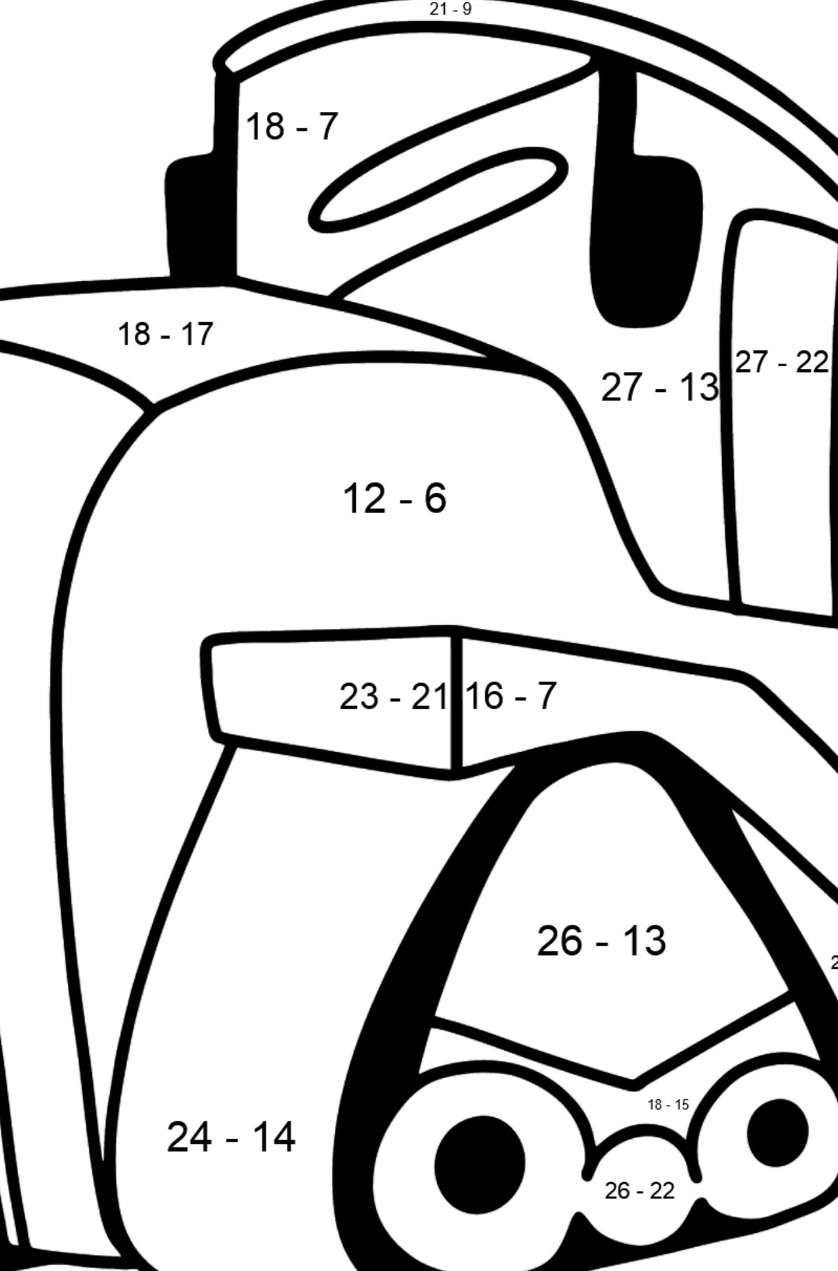 Big Heavy Tractor coloring page - Math Coloring - Subtraction for Kids
