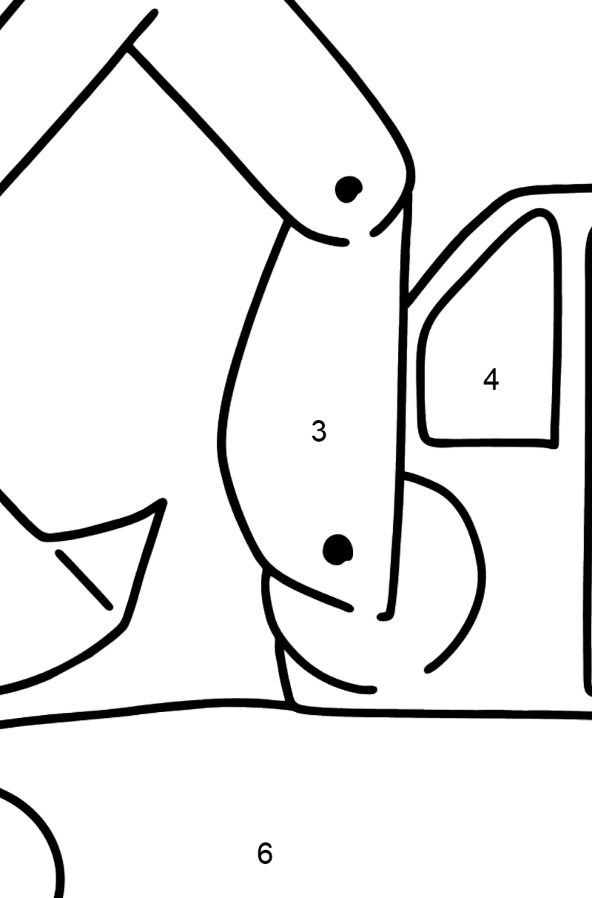 Tractor excavator coloring pages for kids - Coloring by Numbers for Kids