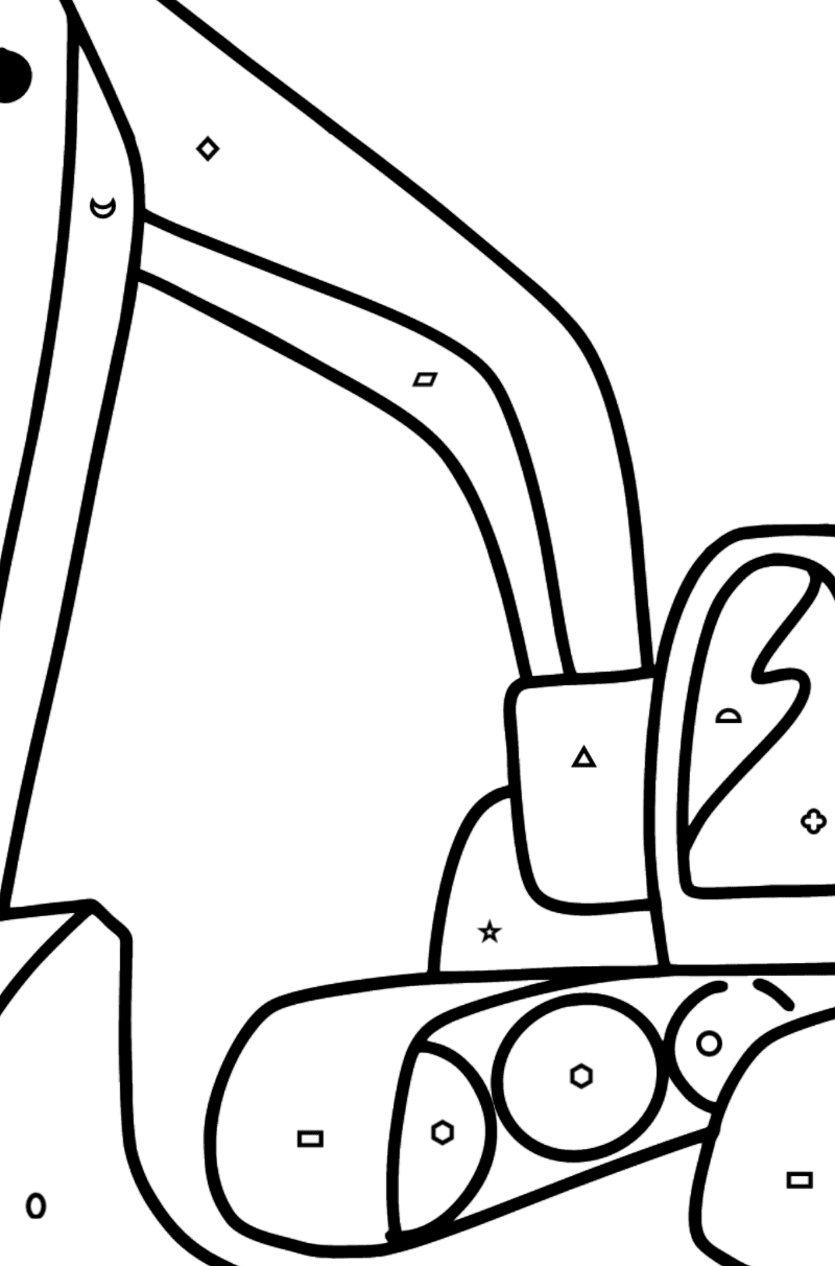 Tractor Excavator coloring page - Coloring by Geometric Shapes for Kids