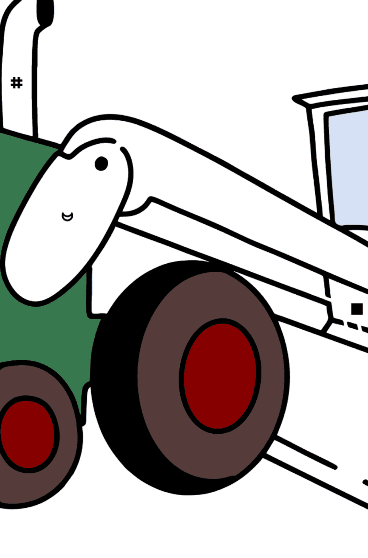 Disegno di Trattore selezionatore da colorare - Colorare per simboli per bambini