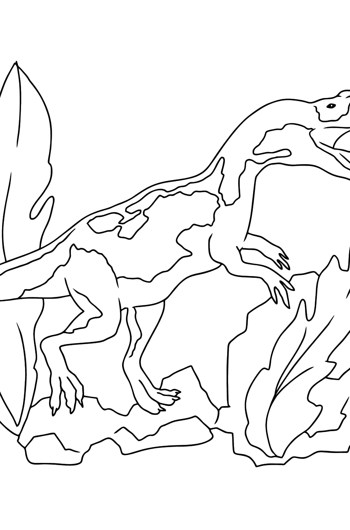 Coloring Page - A Dinosaur is Looking for Food - Coloring Pages for Kids