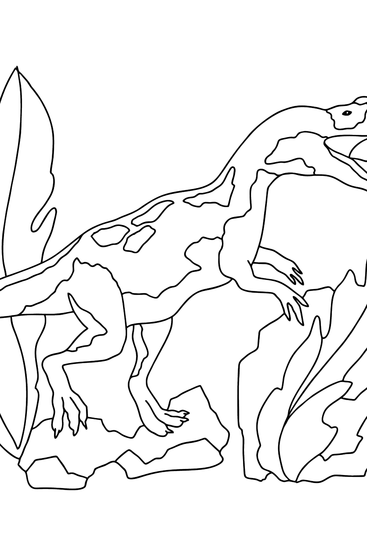 Dibujo para colorear de dinosaurio jurásico (difícil) - Dibujos para Colorear para Niños