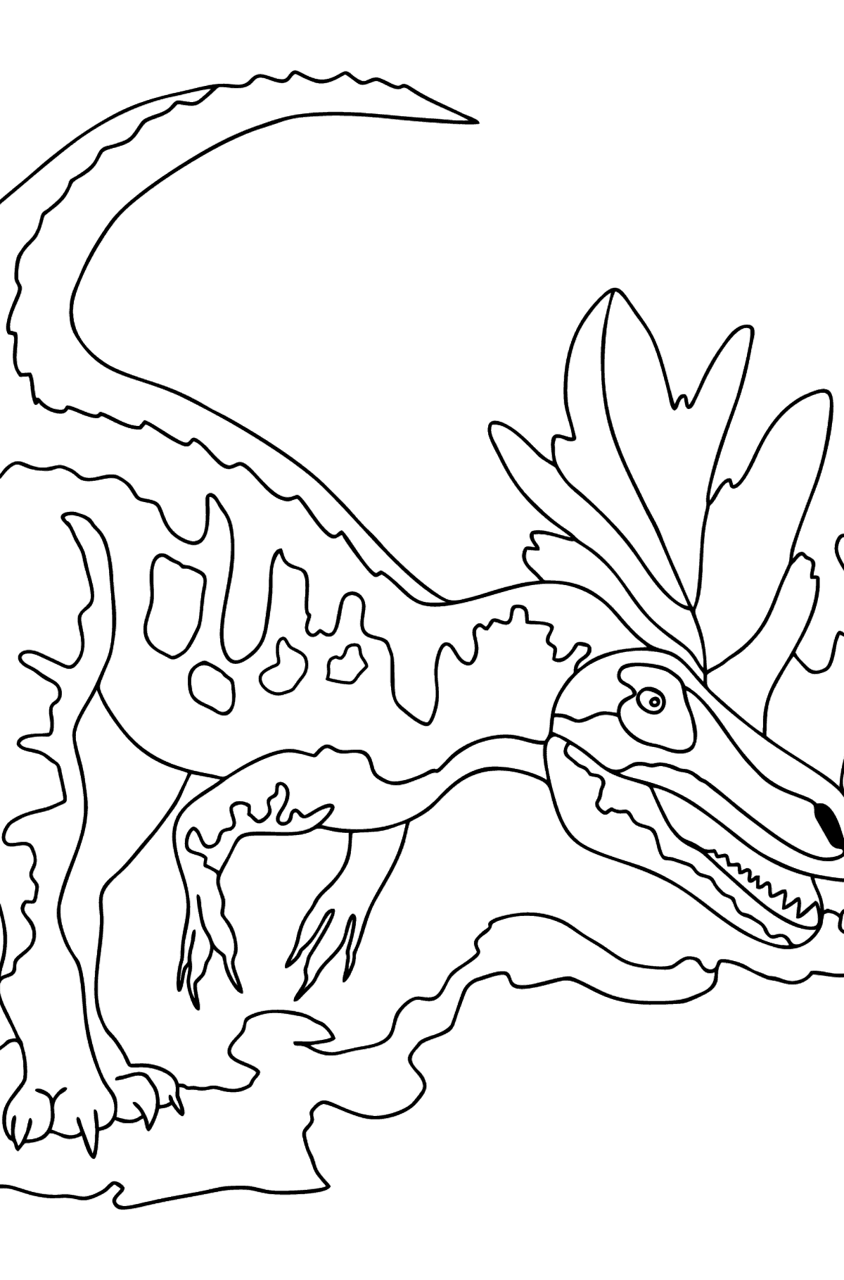 Tegning til farvning allosaurus (vanskelig) - Tegninger til farvelægning for børn