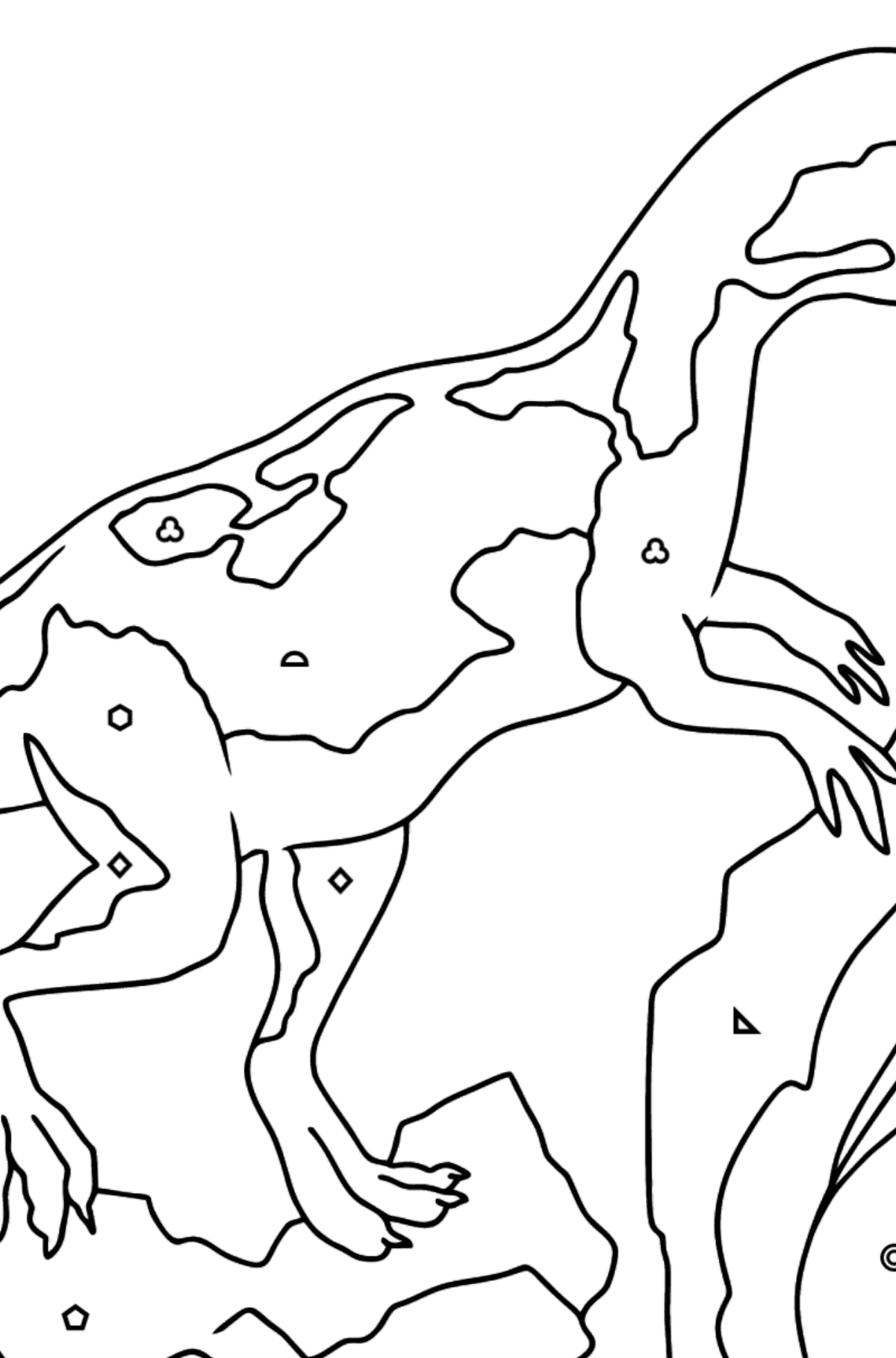 Coloring Page - Allosaurus - Jurassic Dinosaur - Coloring by Geometric Shapes for Kids